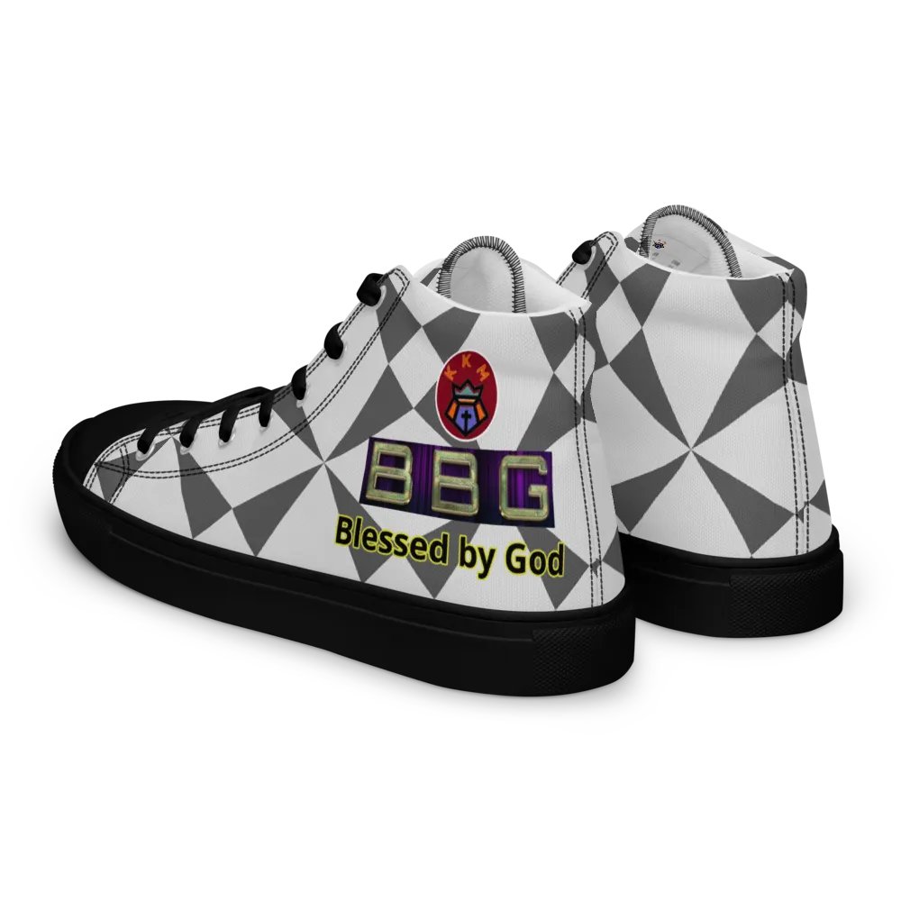 BBG Grey/White Pattern High Tops - Black Soles product image (3)