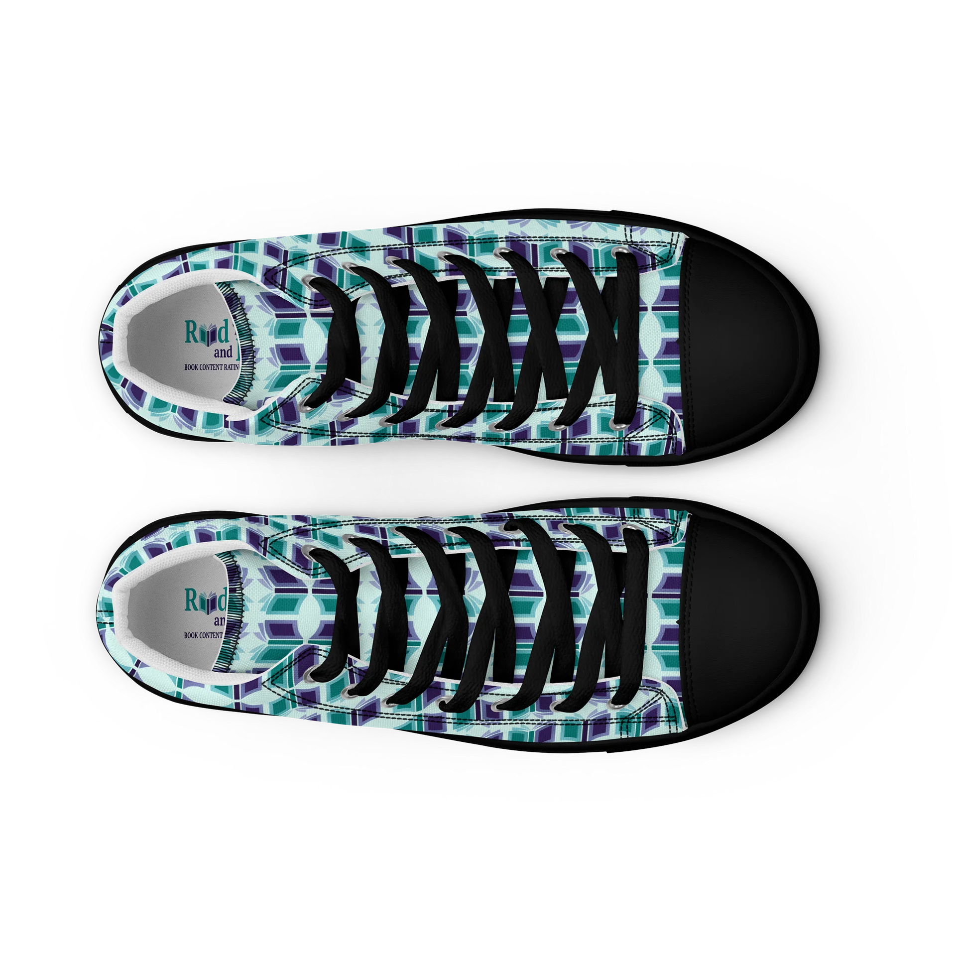 Women's High Top Canvas Shoes (Light Teal Background) product image (9)