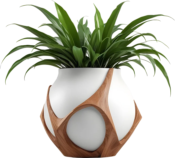 Wooden Embrace collection – Pot with Plant PNG product image (1)