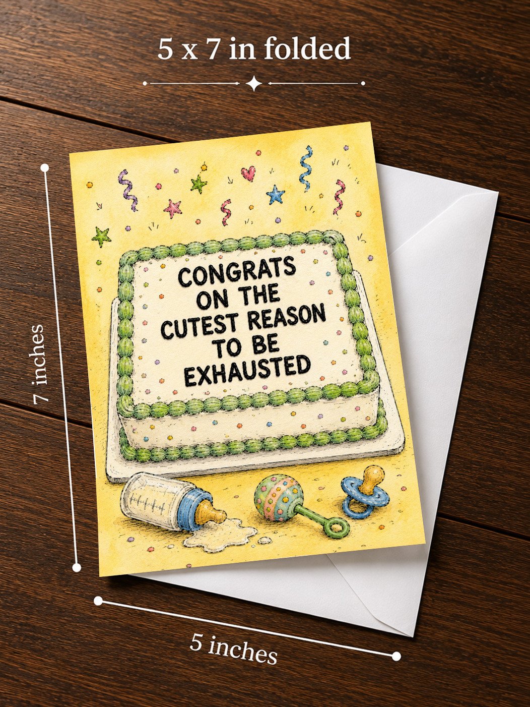 NEW BABY: Cutest Reason To Be Exhausted (5x7) Congratulations Card product image (3)