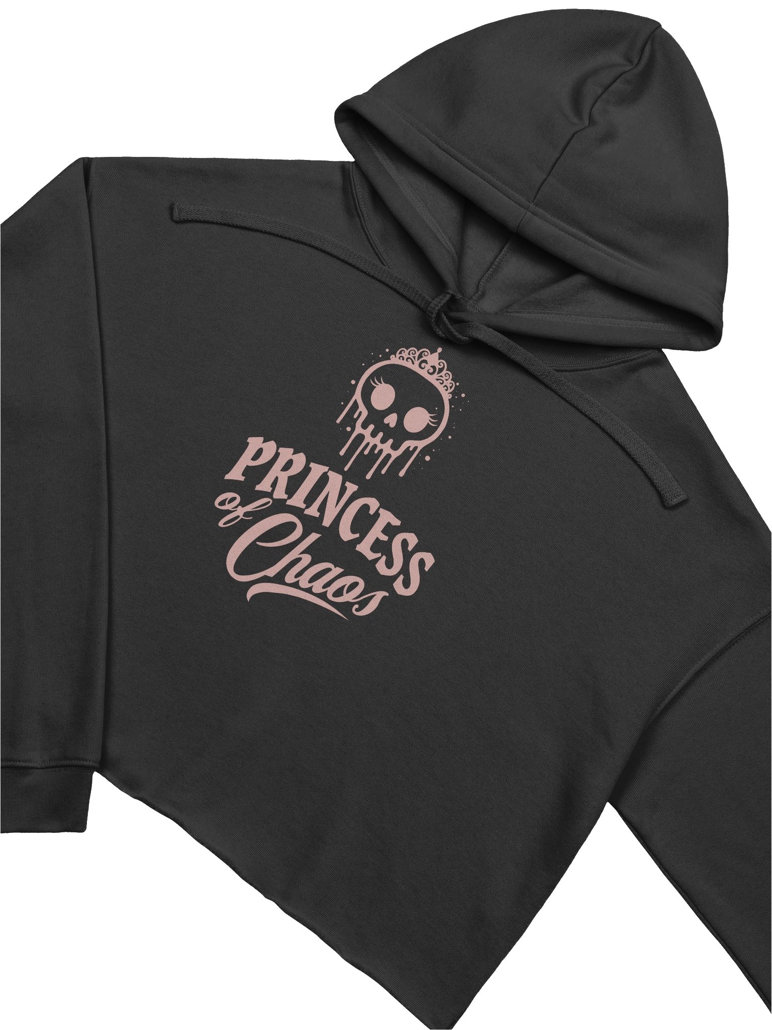 Princess of Chaos Skull Cropped Hoodie - Pink Text product image (3)