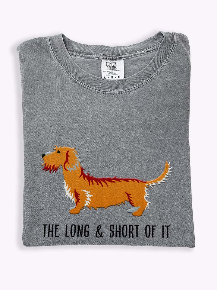 The Long & Short of It T-Shirt(Embroidered) of a Wirehaired Dachshund(Tan) product image (1)