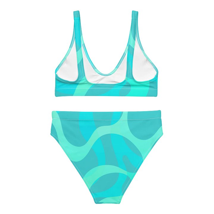 Abstract Water Print Turquoise High-Waisted Bikini product image (2)