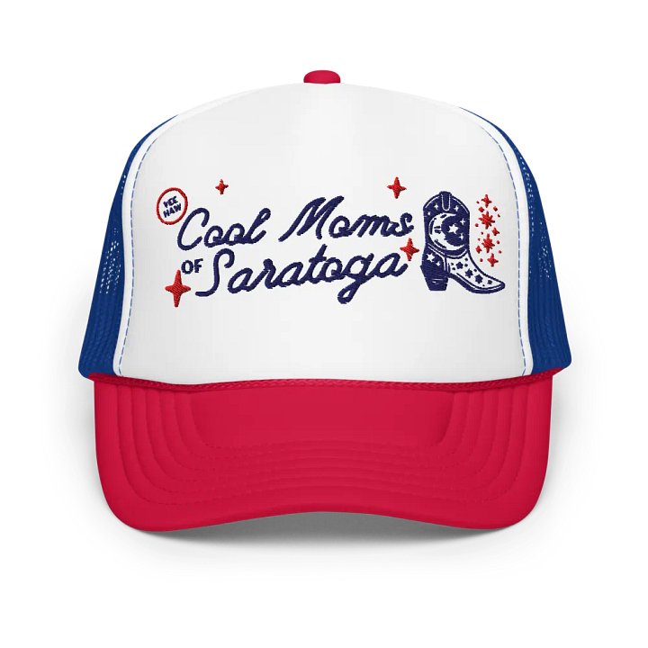 Cool Moms of Saratoga Truck Hat Red White and Blue product image (1)