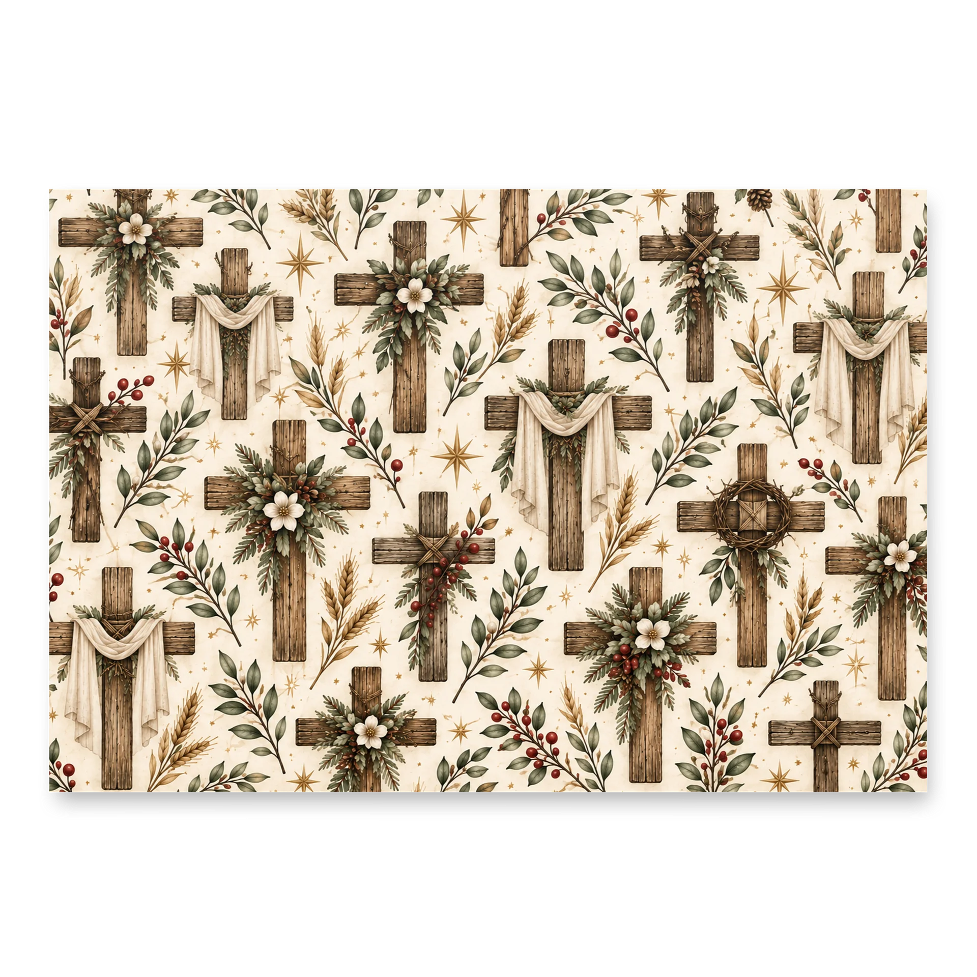 Rustic Faith Christmas Wrapping Paper Collection | Christian Nativity, Cross & Scripture Gift Wrap product image (4)