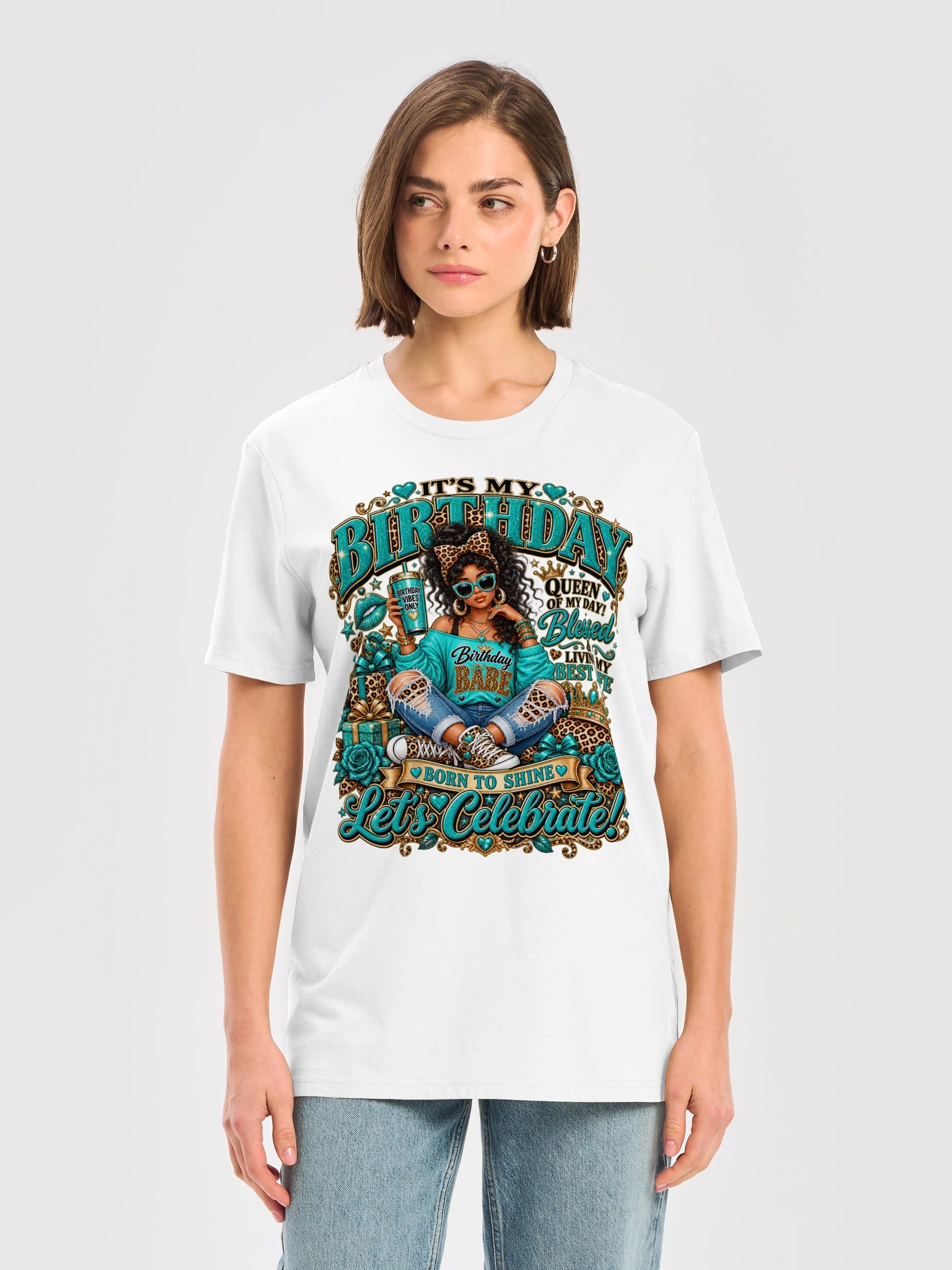 It's My Birthday Queen Of My Day Blessed & Living My Best Life T-Shirt, Birthday Queen Gift, Birthday Celebration Graphic Tee product image (35)