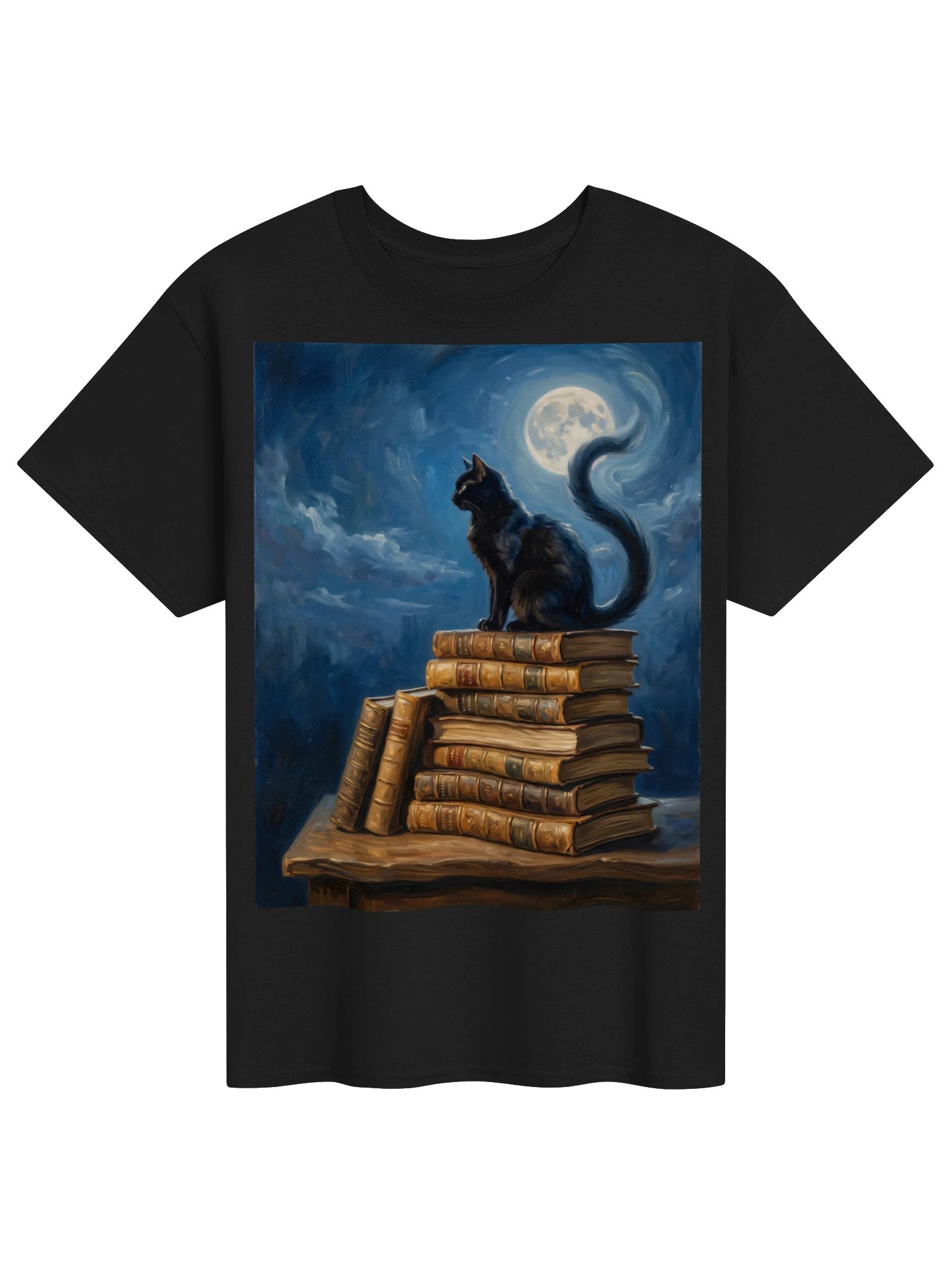 Moonlit Library Cat Tee product image (1)