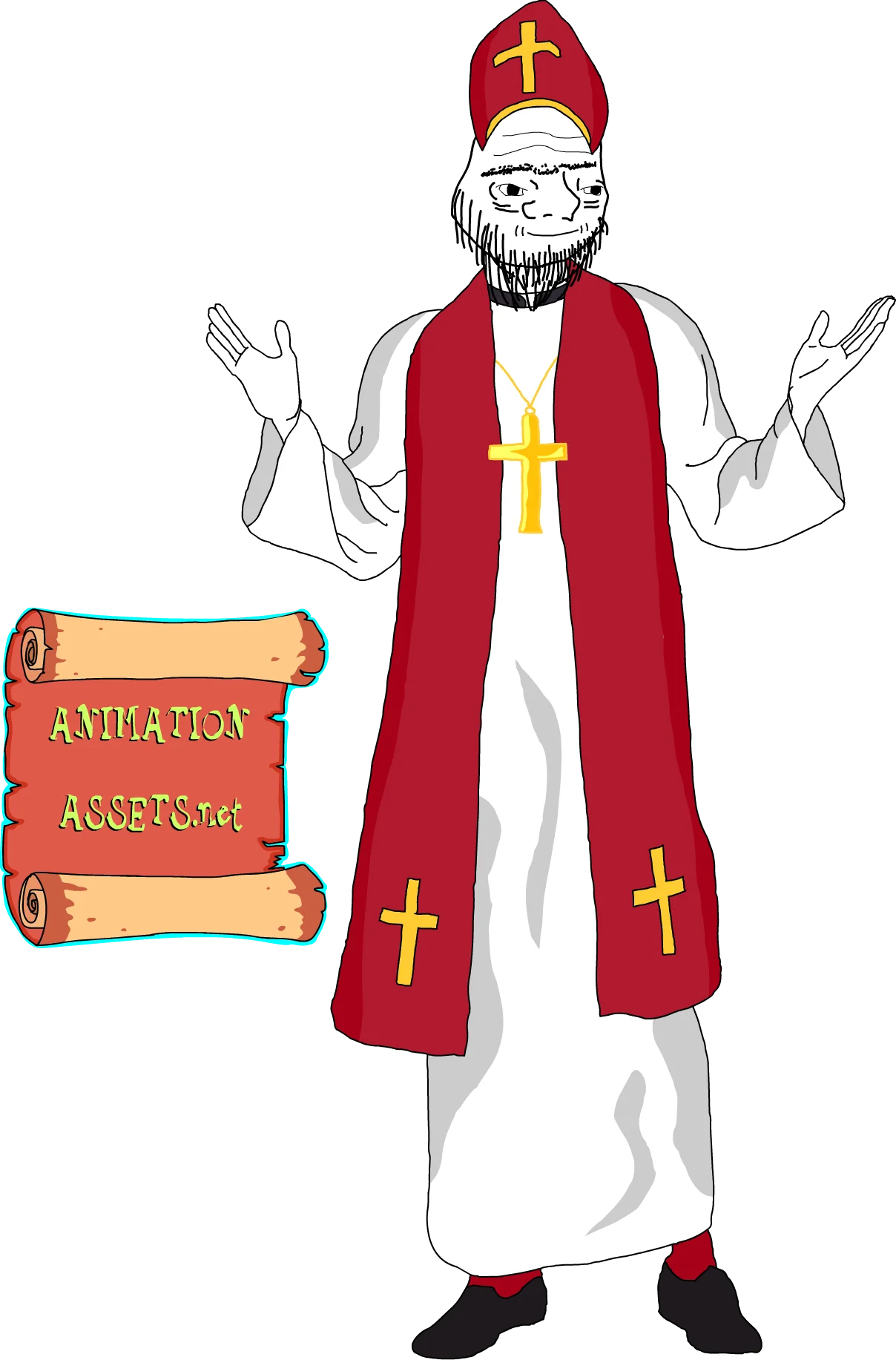Talking Beckoning Red White Priest | Adobe animated ANA file product image (1)