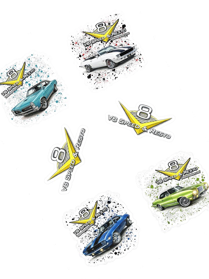 V8 Speed & Resto Classic Car Sticker Sheet product image (1)