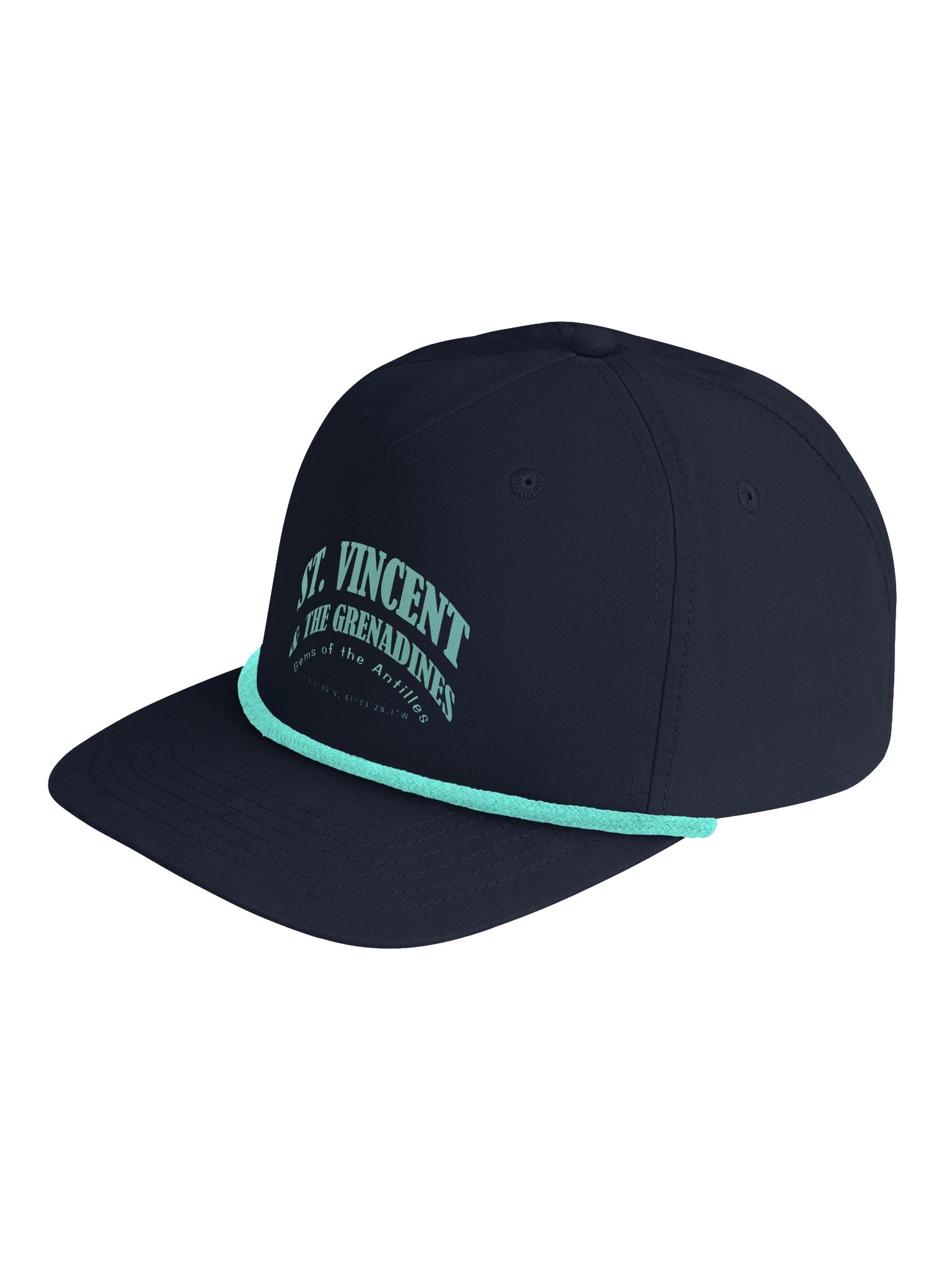 Caribbean Apples - St. Vincent and the Grenadines | Golf Rope Cap | Navy & Mint | Print product image (3)