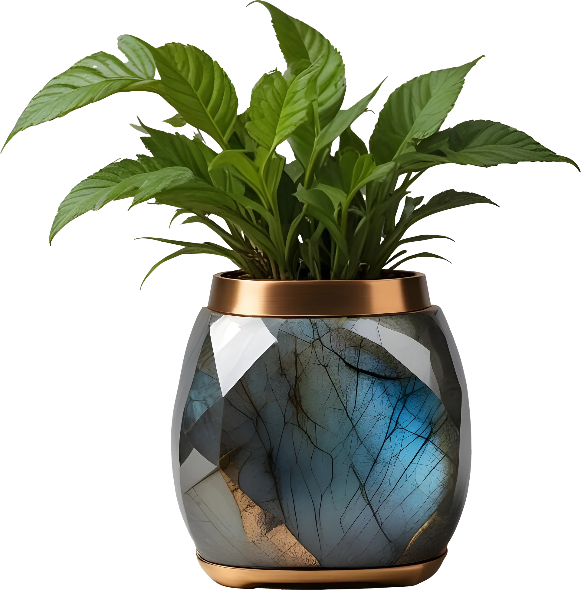 Stellar Luxe – Labradorite & Bronze Vase PNG product image (1)