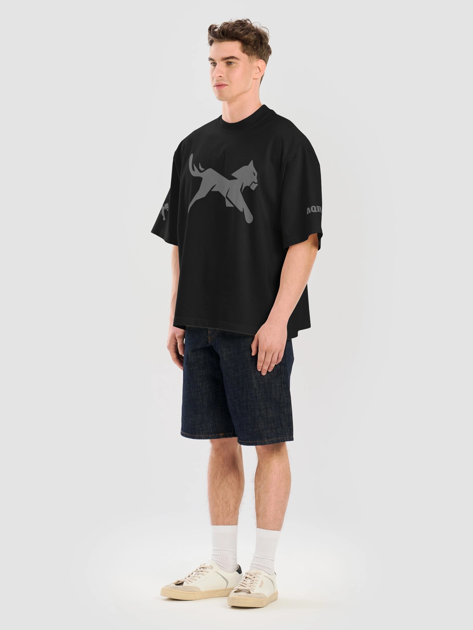 AQRA Leaping Feline Graphic Oversized Tee product image (1)