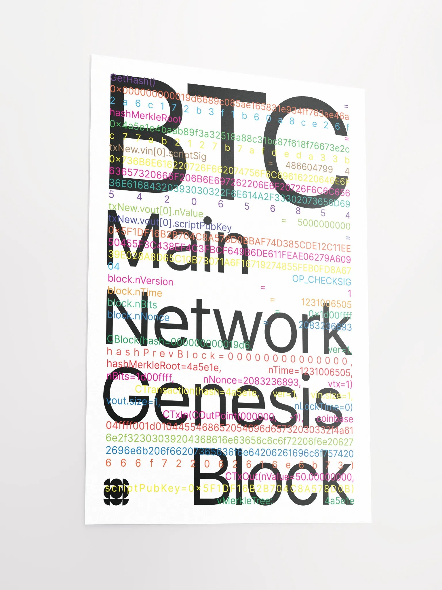 Bitcoin Genesis Block Poster (white) product image (2)