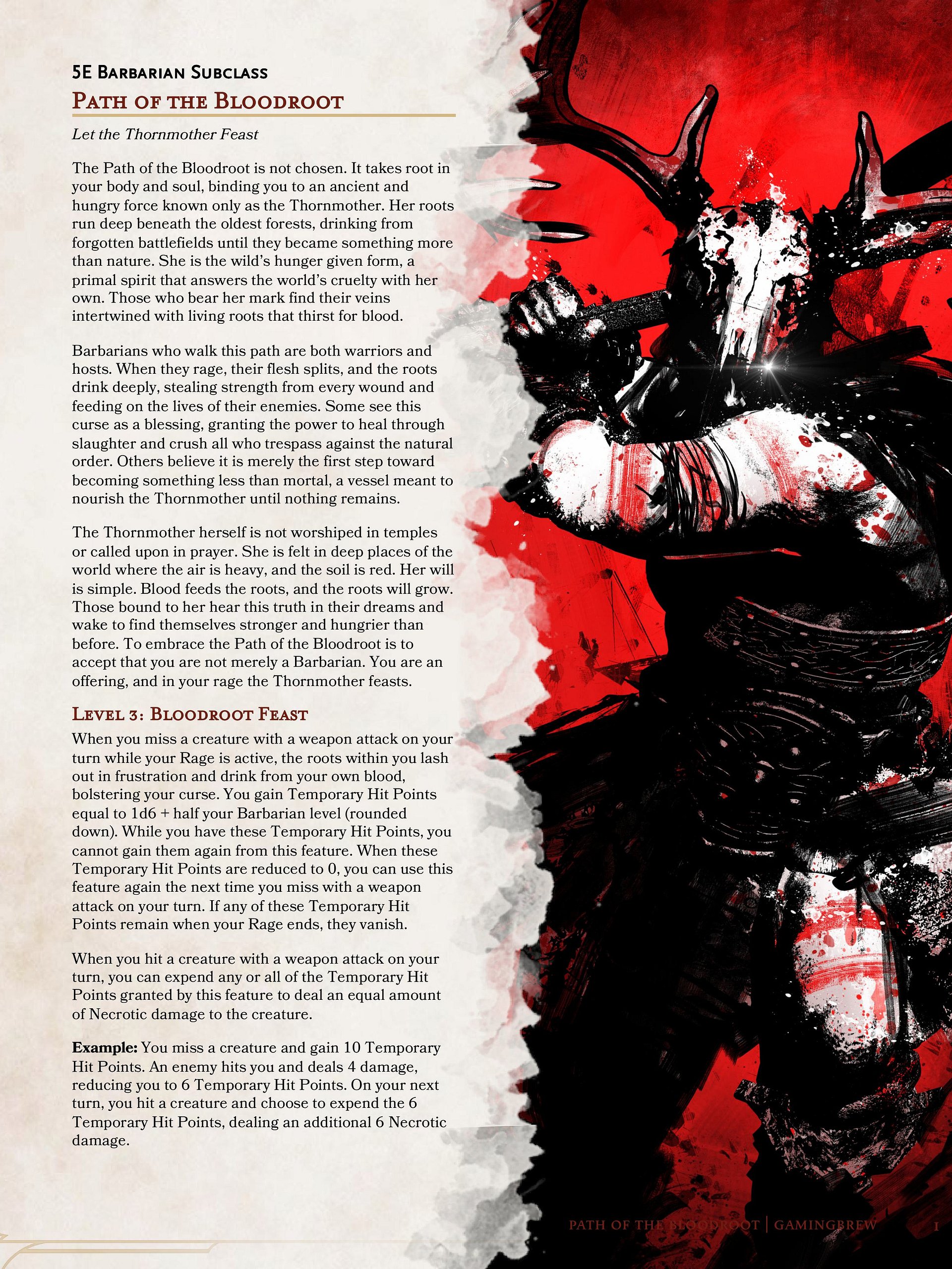 Path of the Bloodroot | 5.5E Barbarian Subclass product image (2)