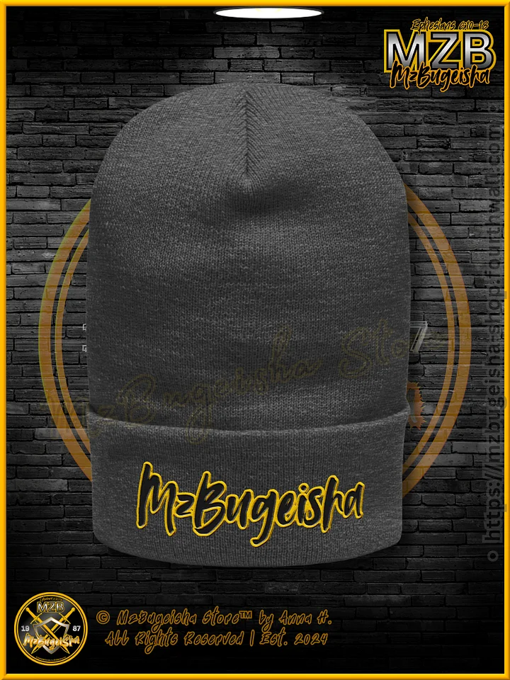 Beanie - MzBugeisha™ "Name Logo [V02] (blk/yellow)" Stylish Embroidered Beanie Hat By Anna H. product image (1)