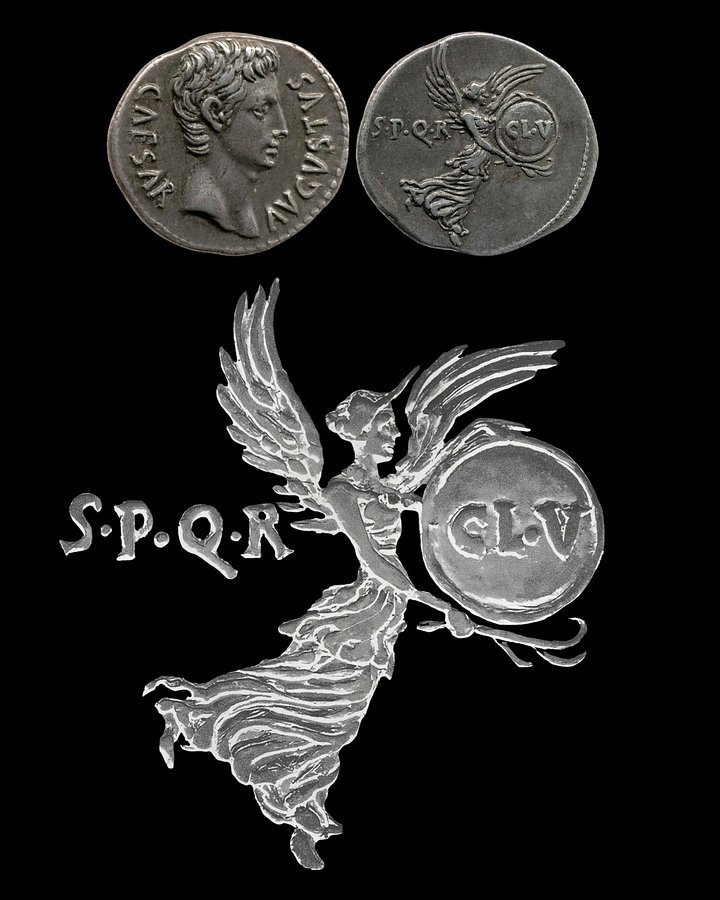 Victory of Augustus Shield of Virtue SPQR Roman Empire Birth Authentic Art circa 26 BC, T-shirt product image (2)