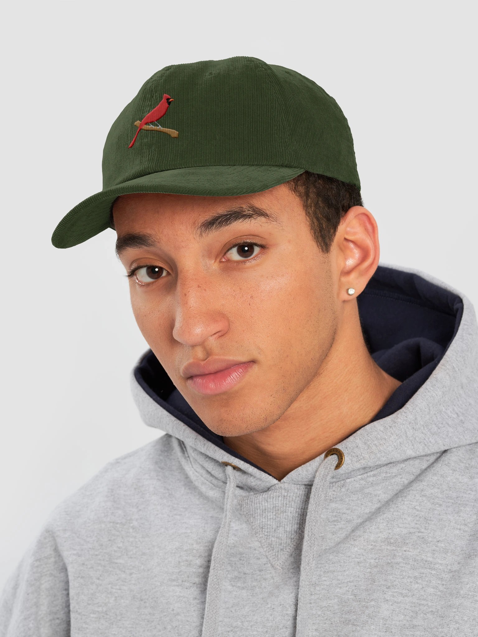 Northern Cardinal Embroidered Corduroy Hat product image (5)