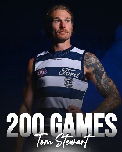 One of the all-time greats of the Geelong Football Club. Congratulations tomstewart_44 and his family on 200 incredible games...