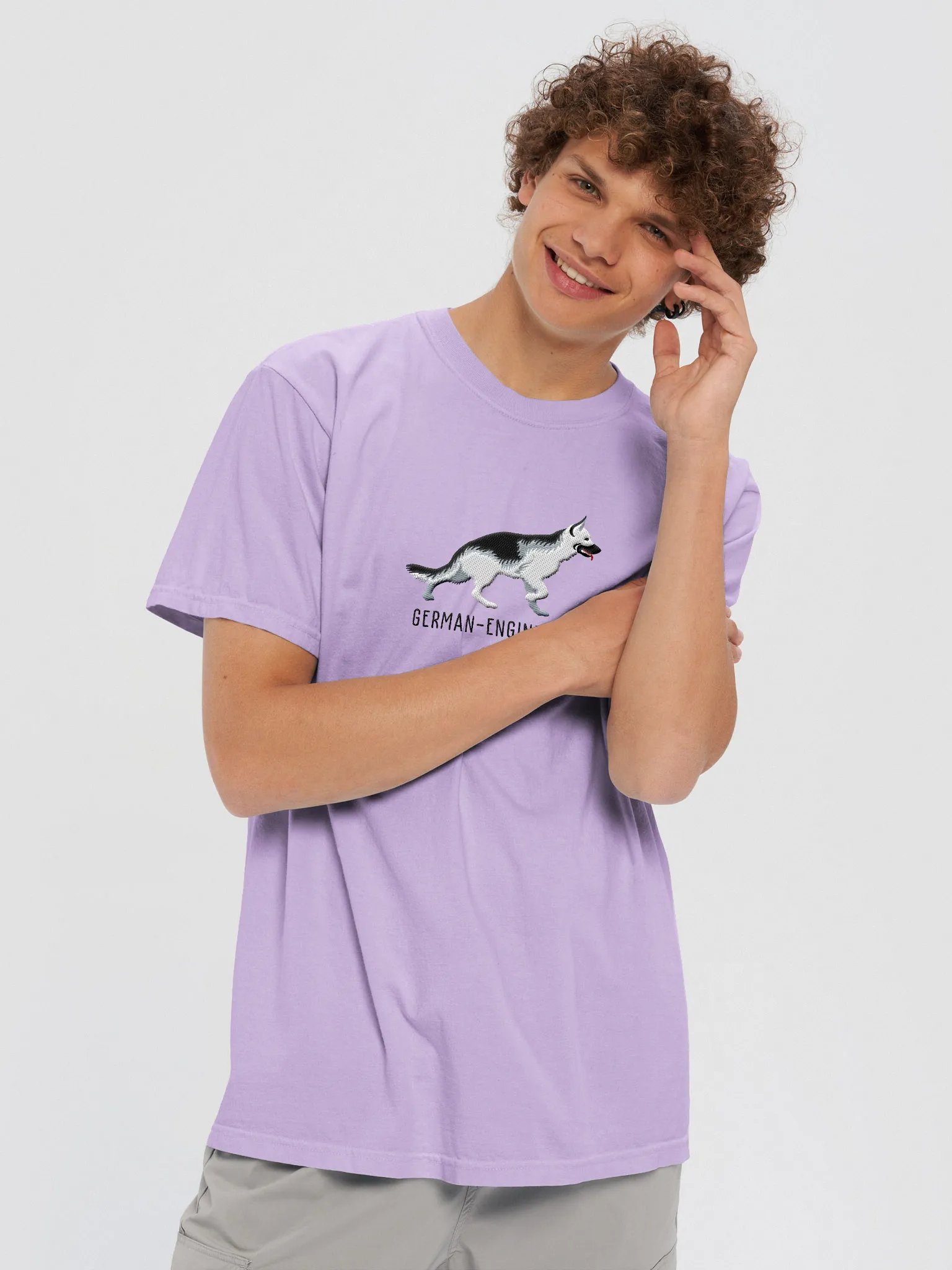 German-Engineered T-Shirt(Embroidered) of a German Shepherd(Silver) product image (2)
