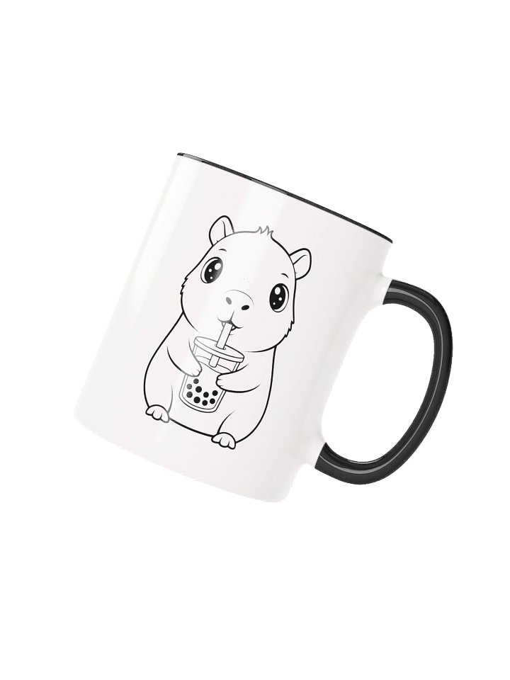 Kawaii Capybara Drinking Bubble Tea Mug, Cute Boba Lover Gift, 11oz Ceramic Cup, Present for Animal Lover product image (2)