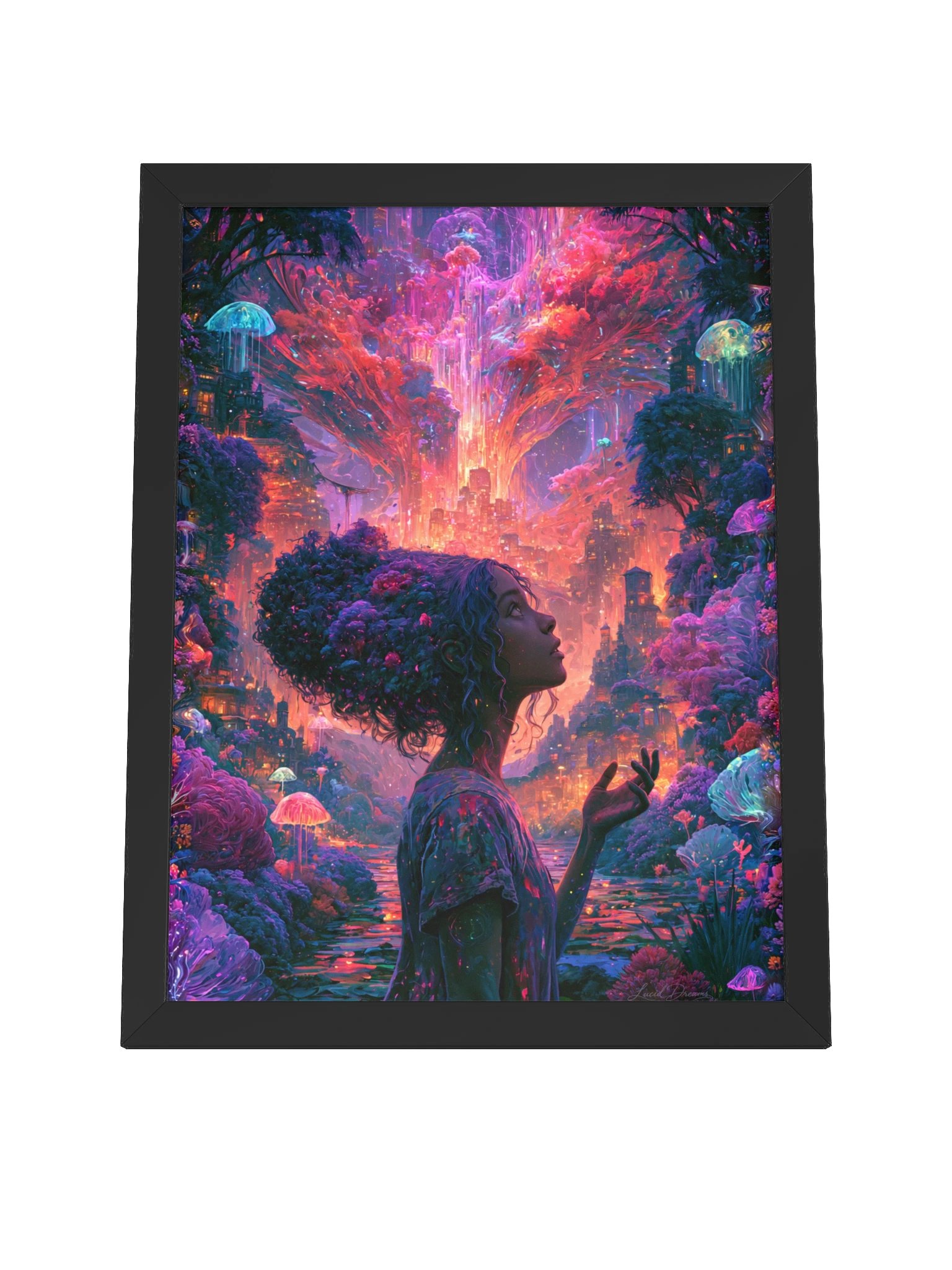 Fantasy City Portrait Framed Art Print — She Dreamed a City of Light product image (8)