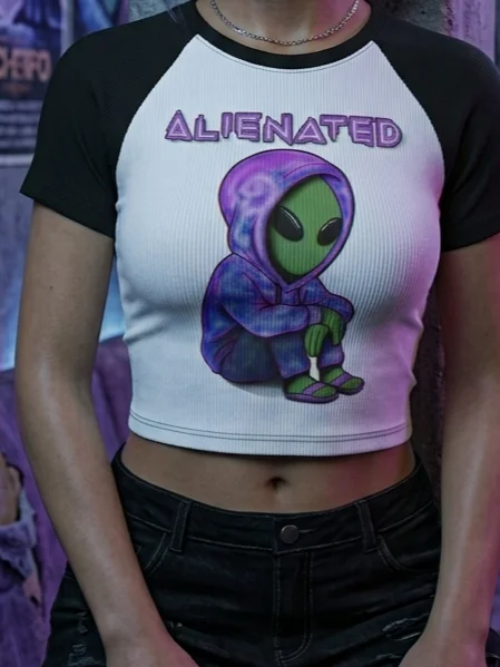 ALIENATED Women's Micro Rib Raglan Baby Tee product image (1)