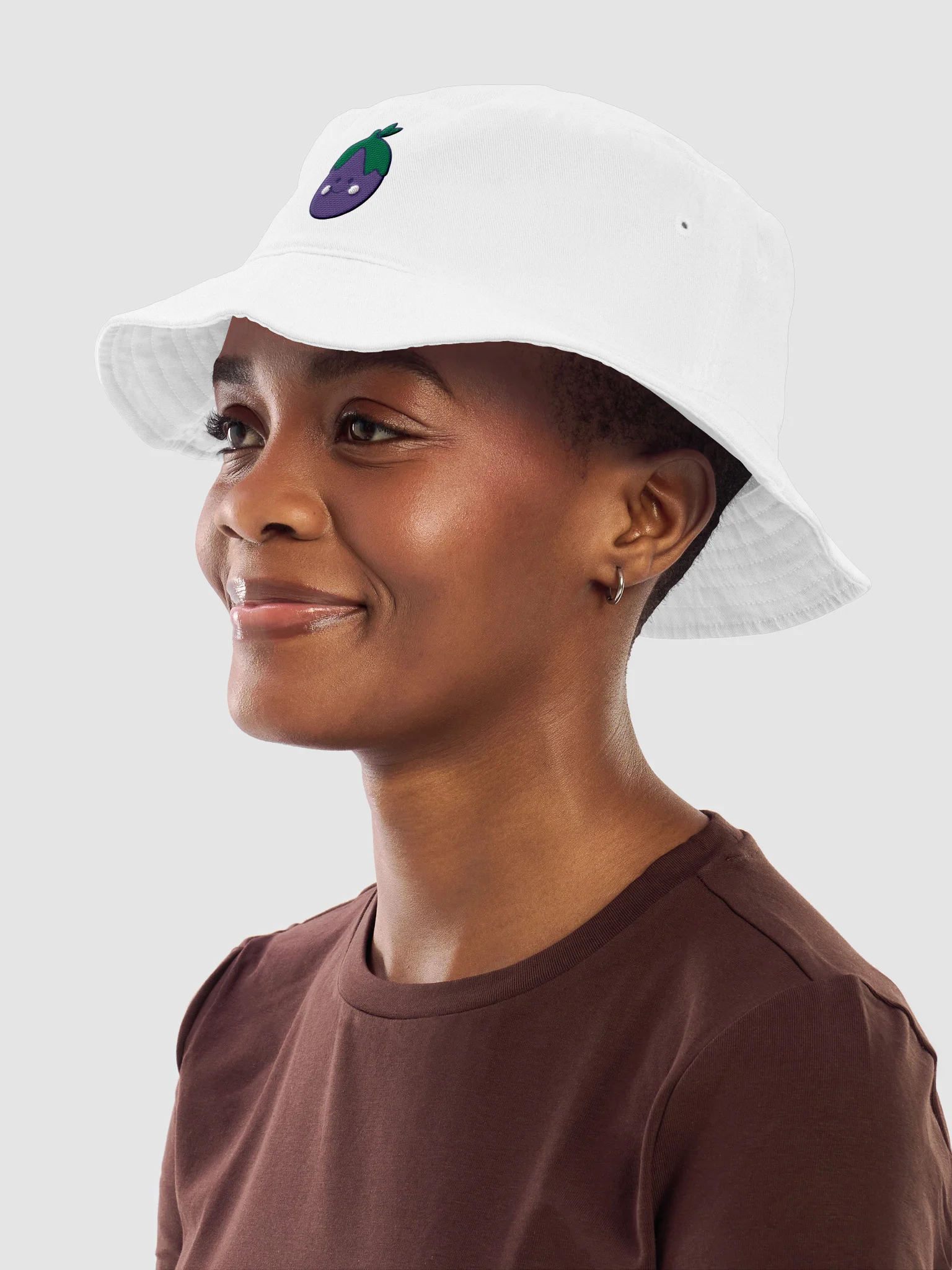 Smiling Eggplant Kawaii Bucket Hat product image (7)