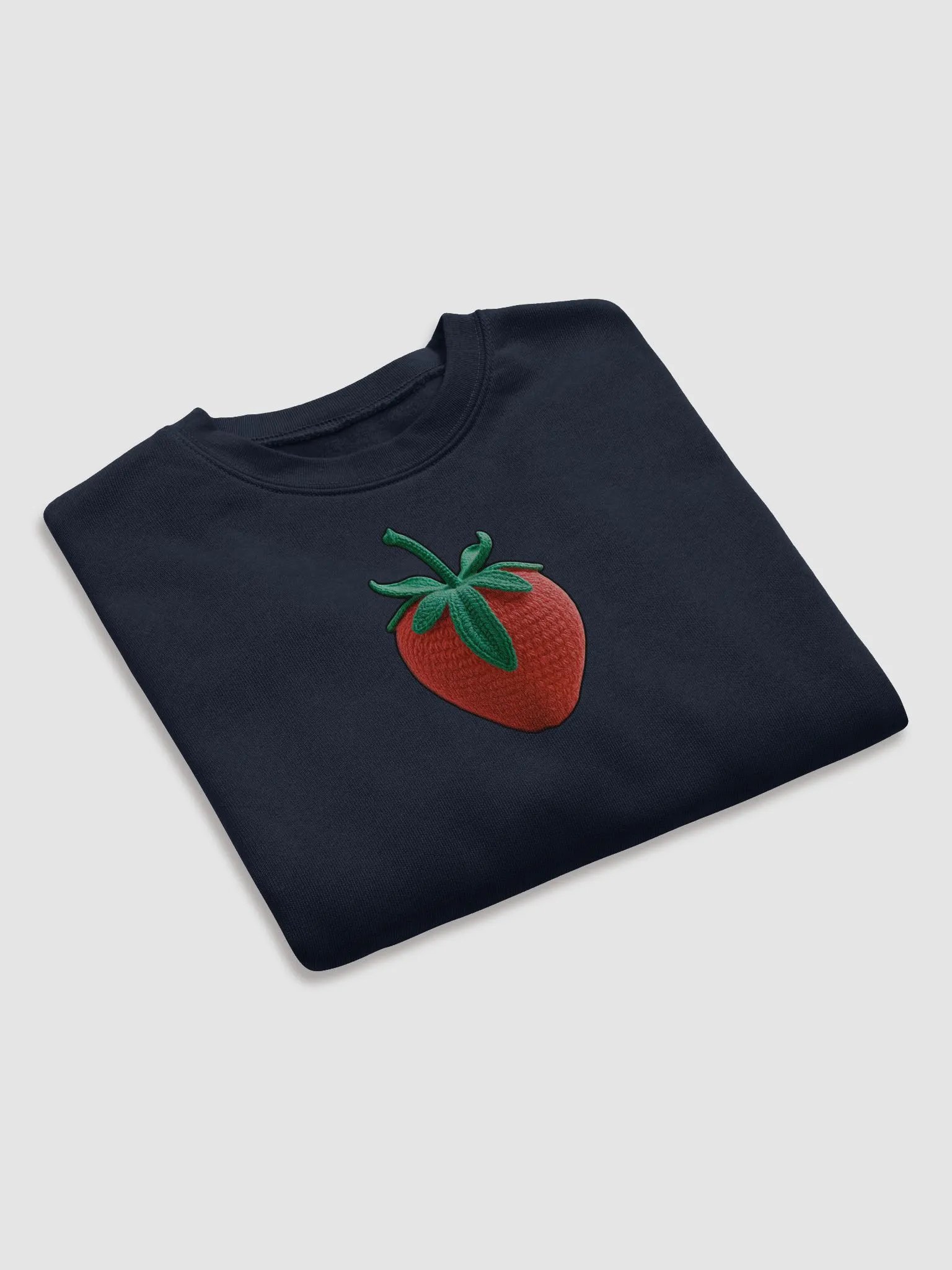 CozyAvocado Women's Navy Fleece Crop Sweatshirt Strawberry #1 product image (7)