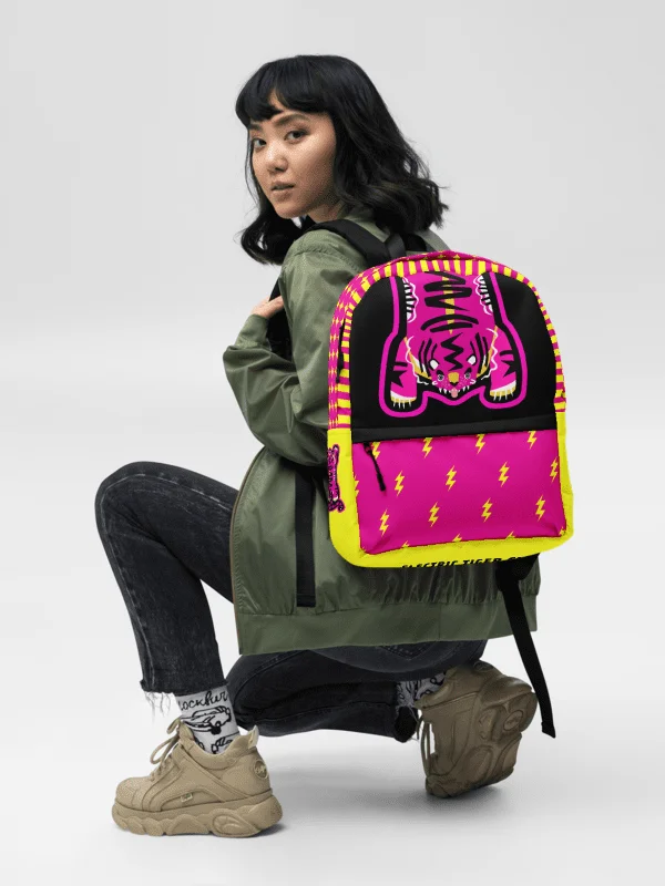 Pink and Yellow Tiger Backpack product image (7)
