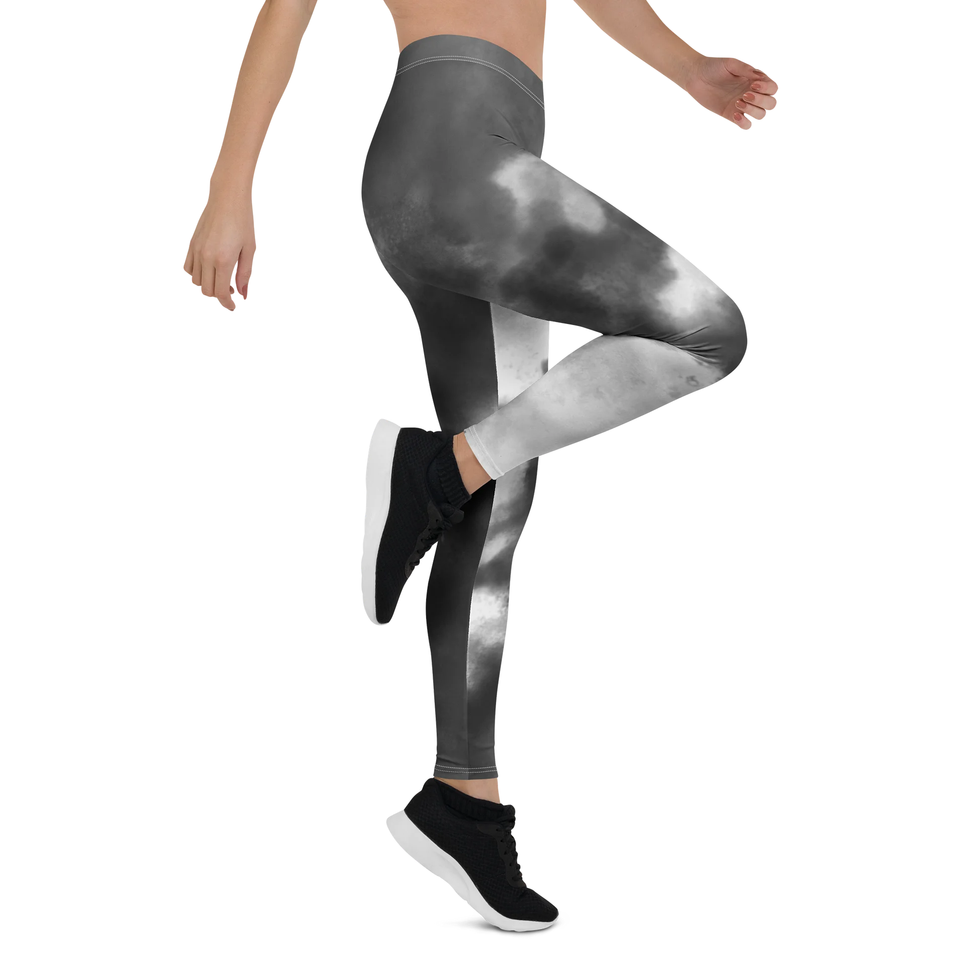 His House Womens Performance Leggings - B&W Tie Dye product image (7)
