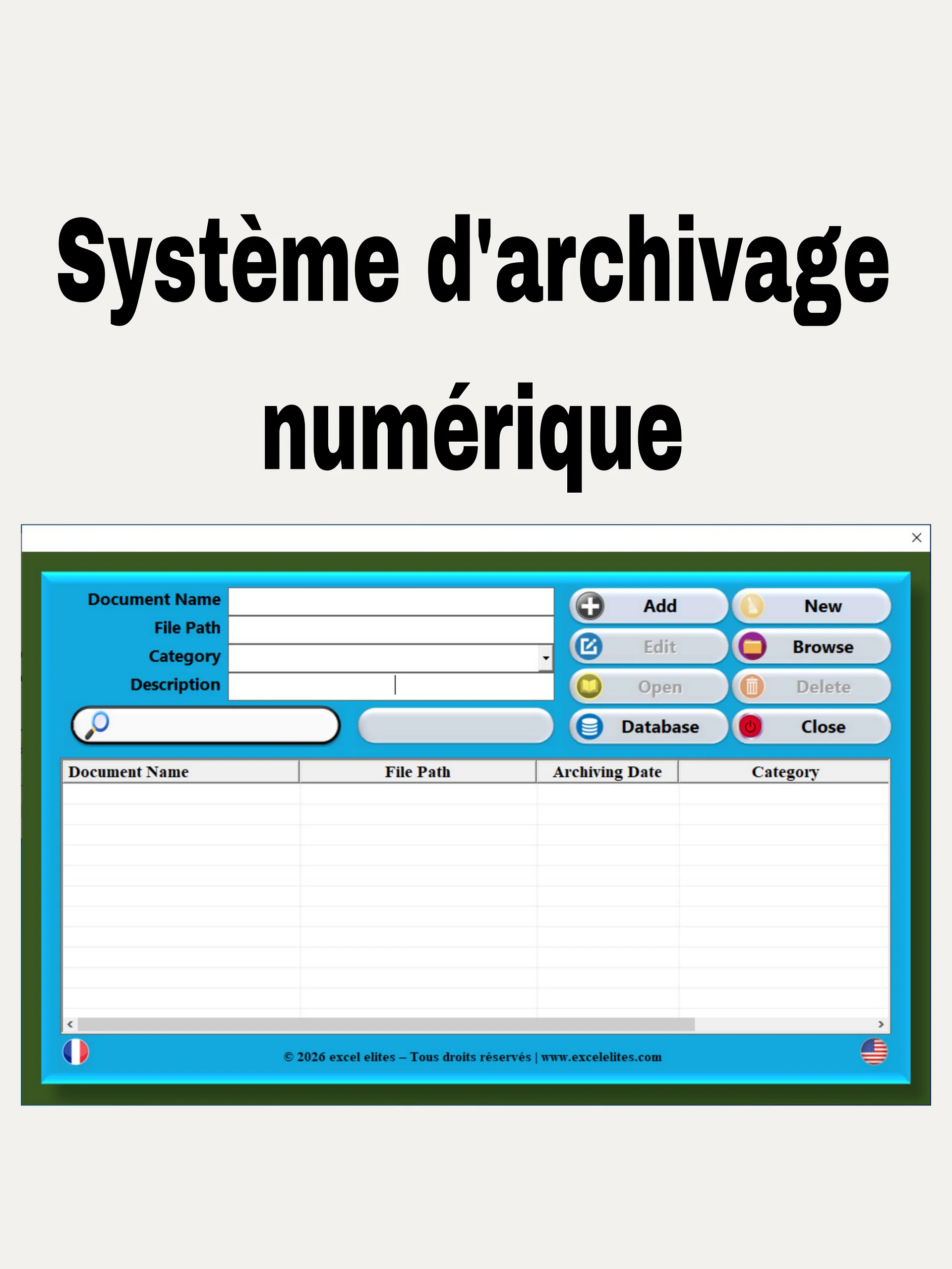 Application d’Archivage et Gestion de Documents sous Excel product image (1)