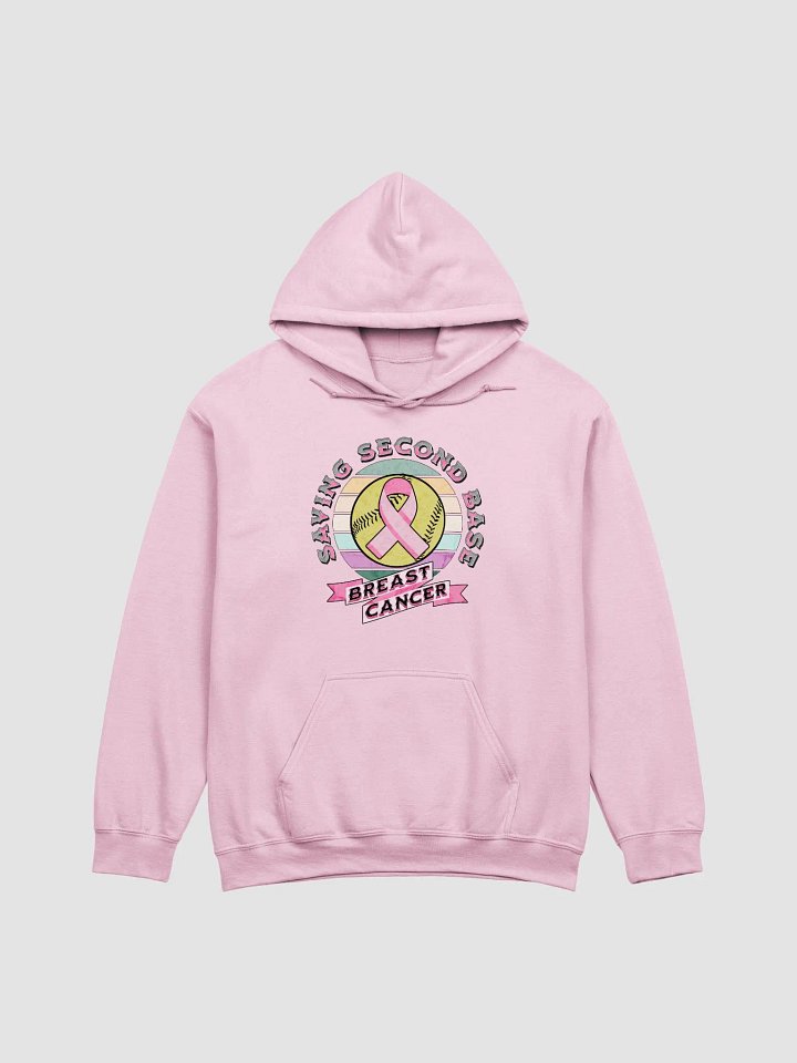 Saving Second Base Breast Cancer Softball Supportive Pink Ribbon Hoodie product image (7)
