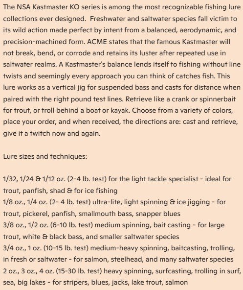 NSA Kastmaster KO Glow Casting Spoon product image (4)