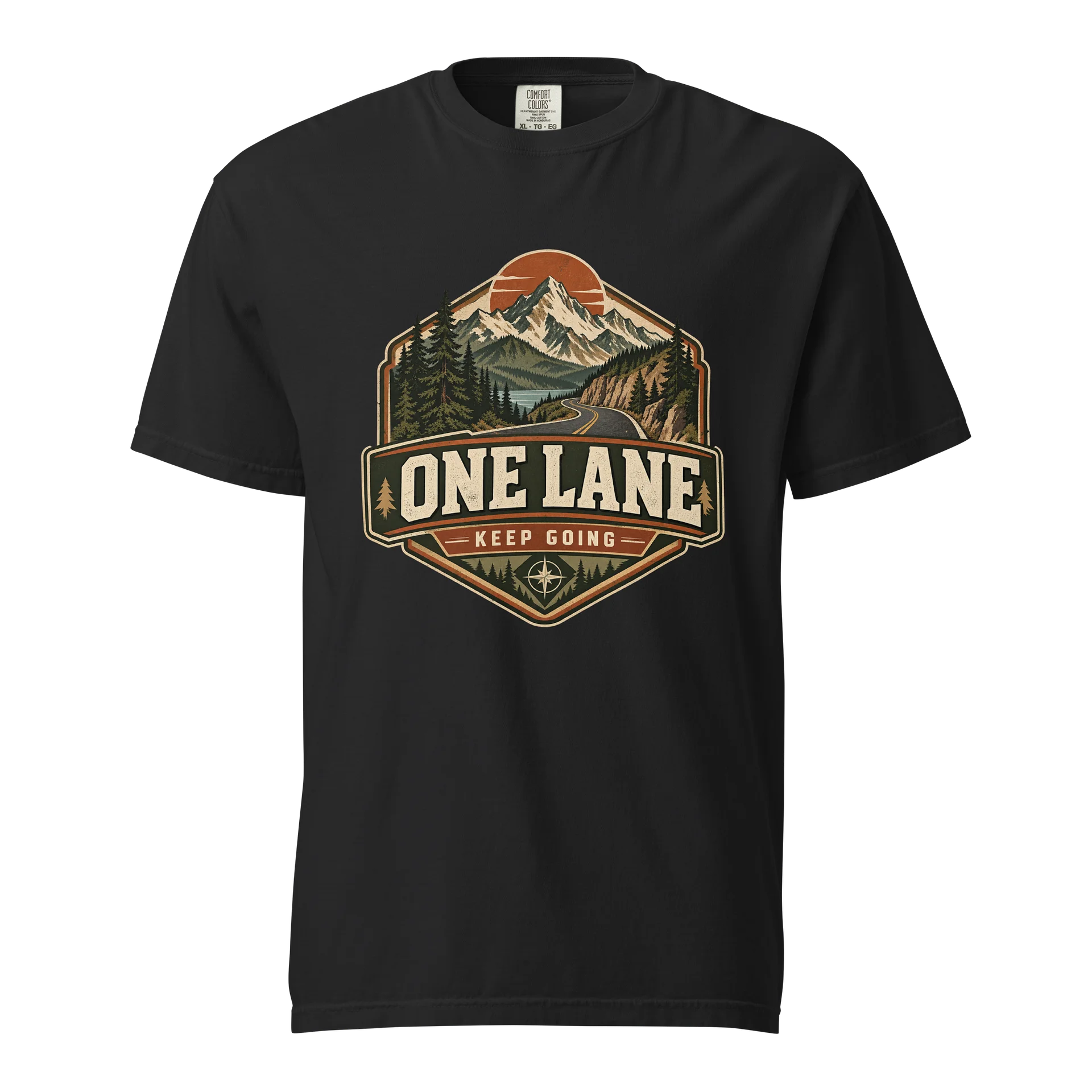 One Lane Keep Going Mountain Badge Tee product image (1)