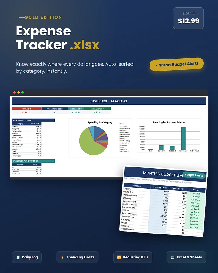 Expense Tracker Spreadsheet XLSX product image (1)