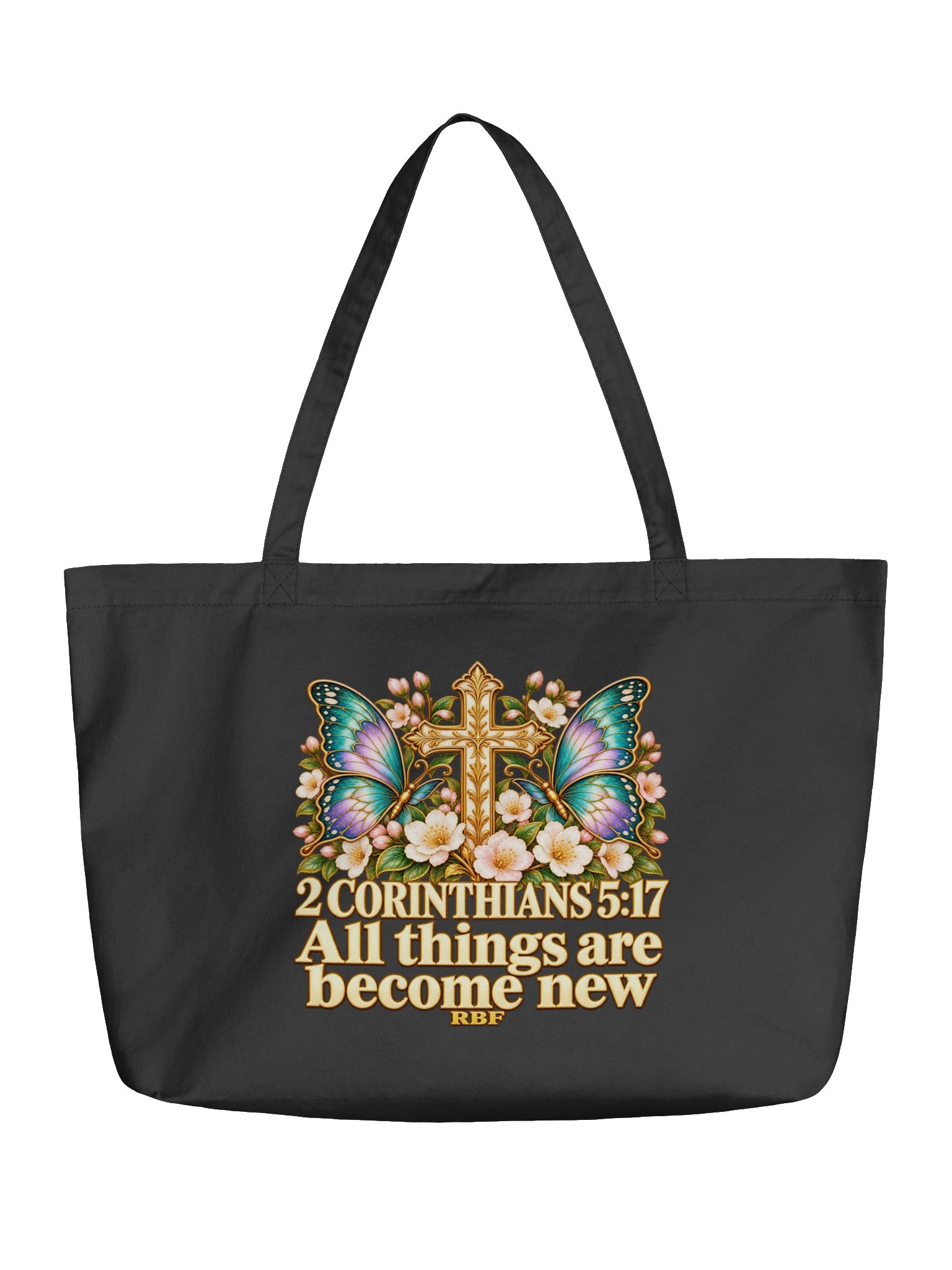 Made New Butterfly Large Tote — 2 Corinthians 5:17 product image (1)