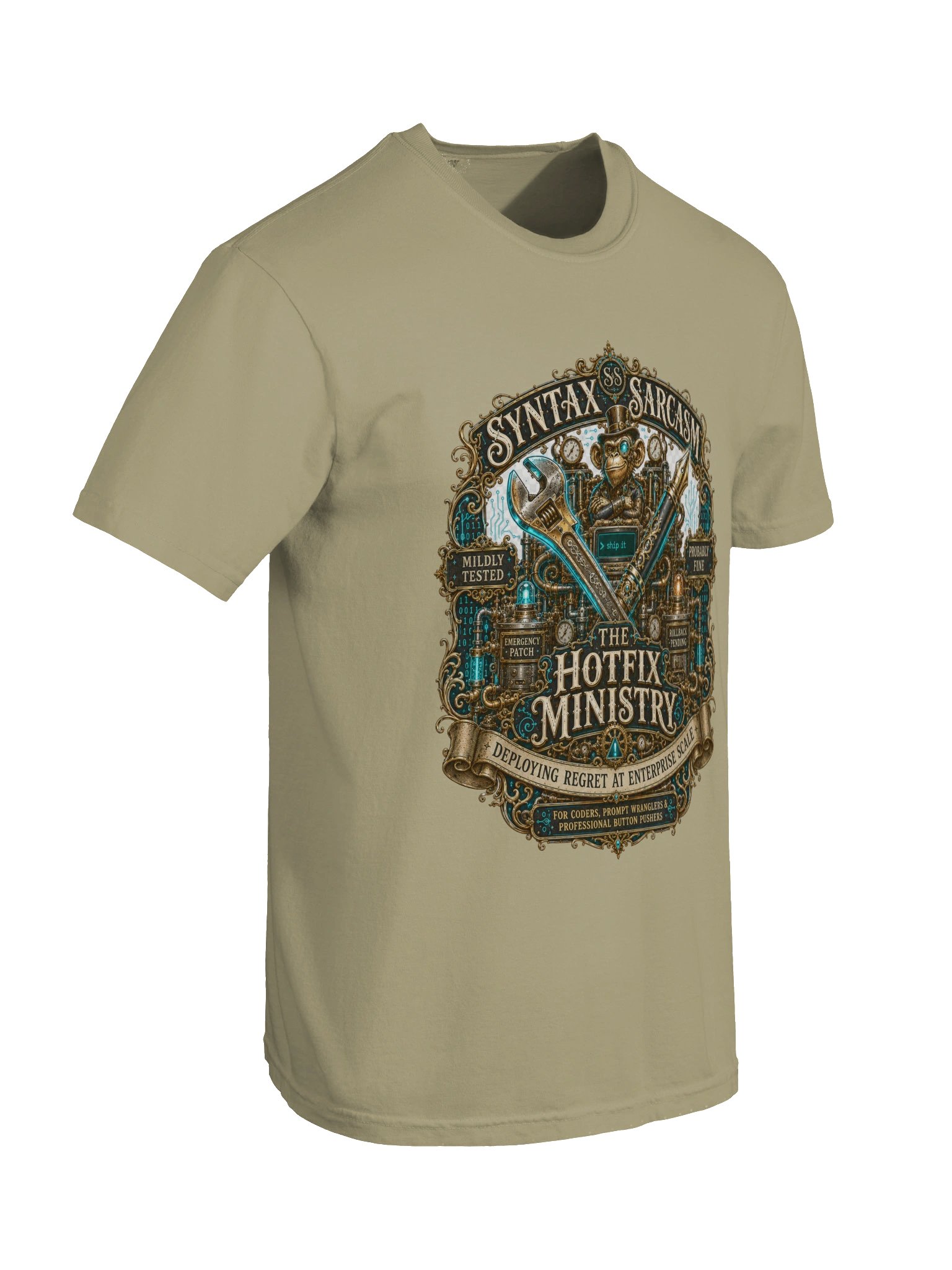 Syntax & Sarcasm Hotfix Ministry Heavyweight Coding T-Shirt product image (86)