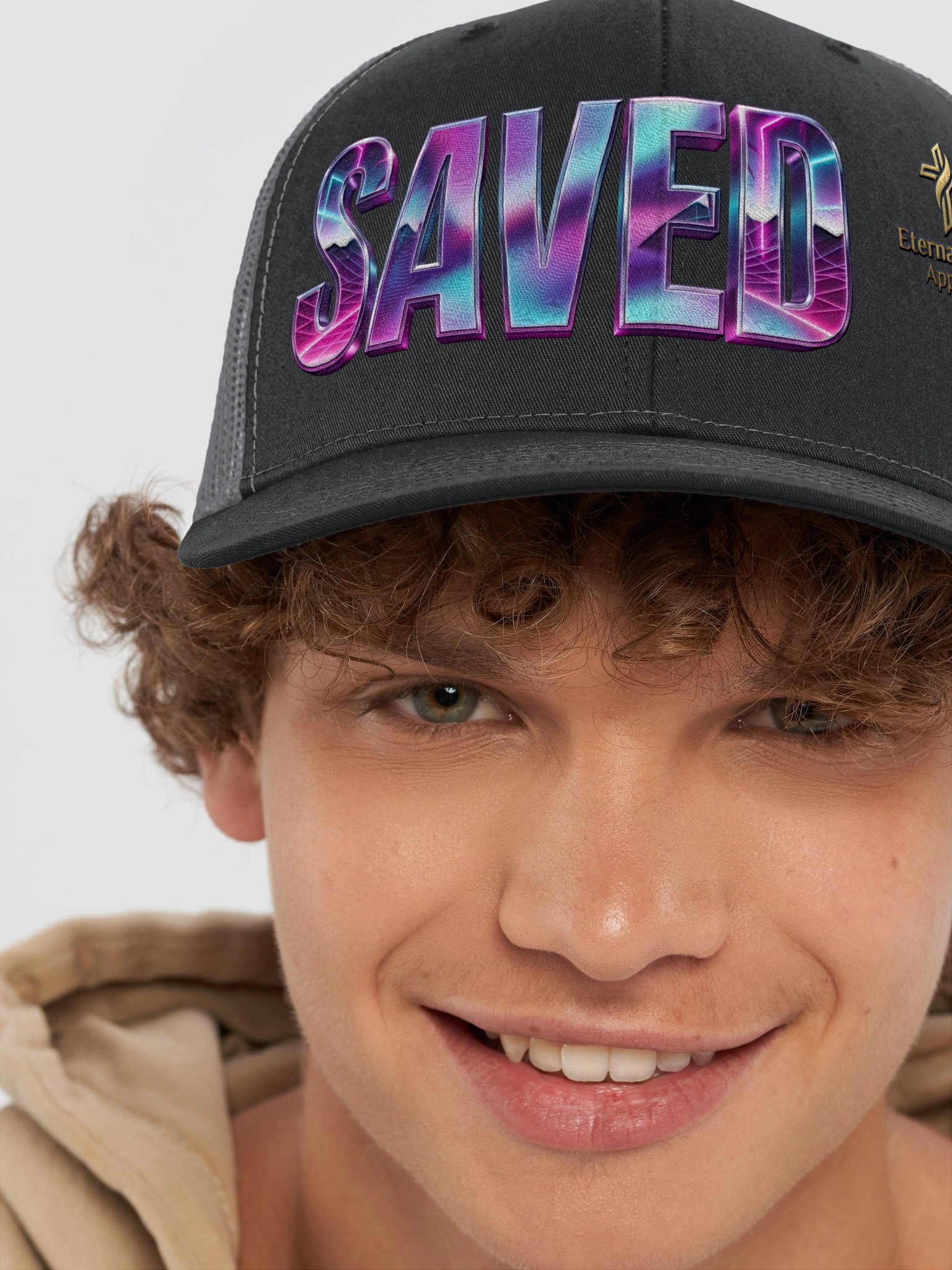 Synthwave SAVED Embroidered Trucker Hat product image (8)