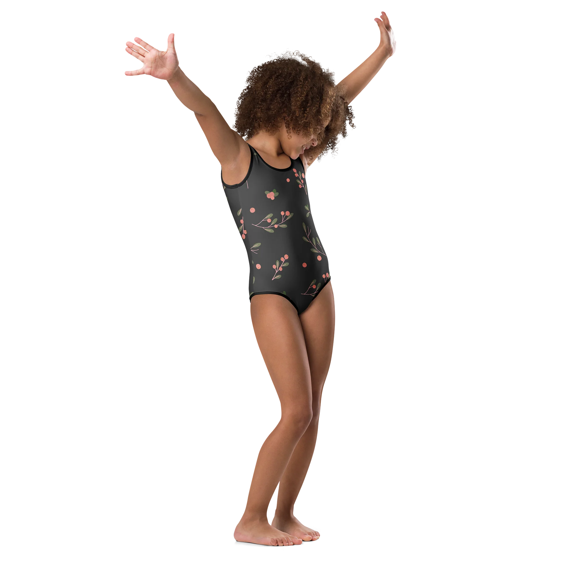 Pink Sprig Floral Kids Swimsuit product image (3)