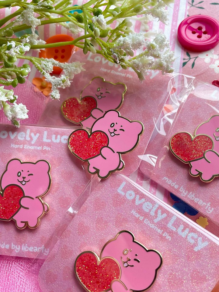 Lucy Glitter Heart Enamel Pin product image (1)