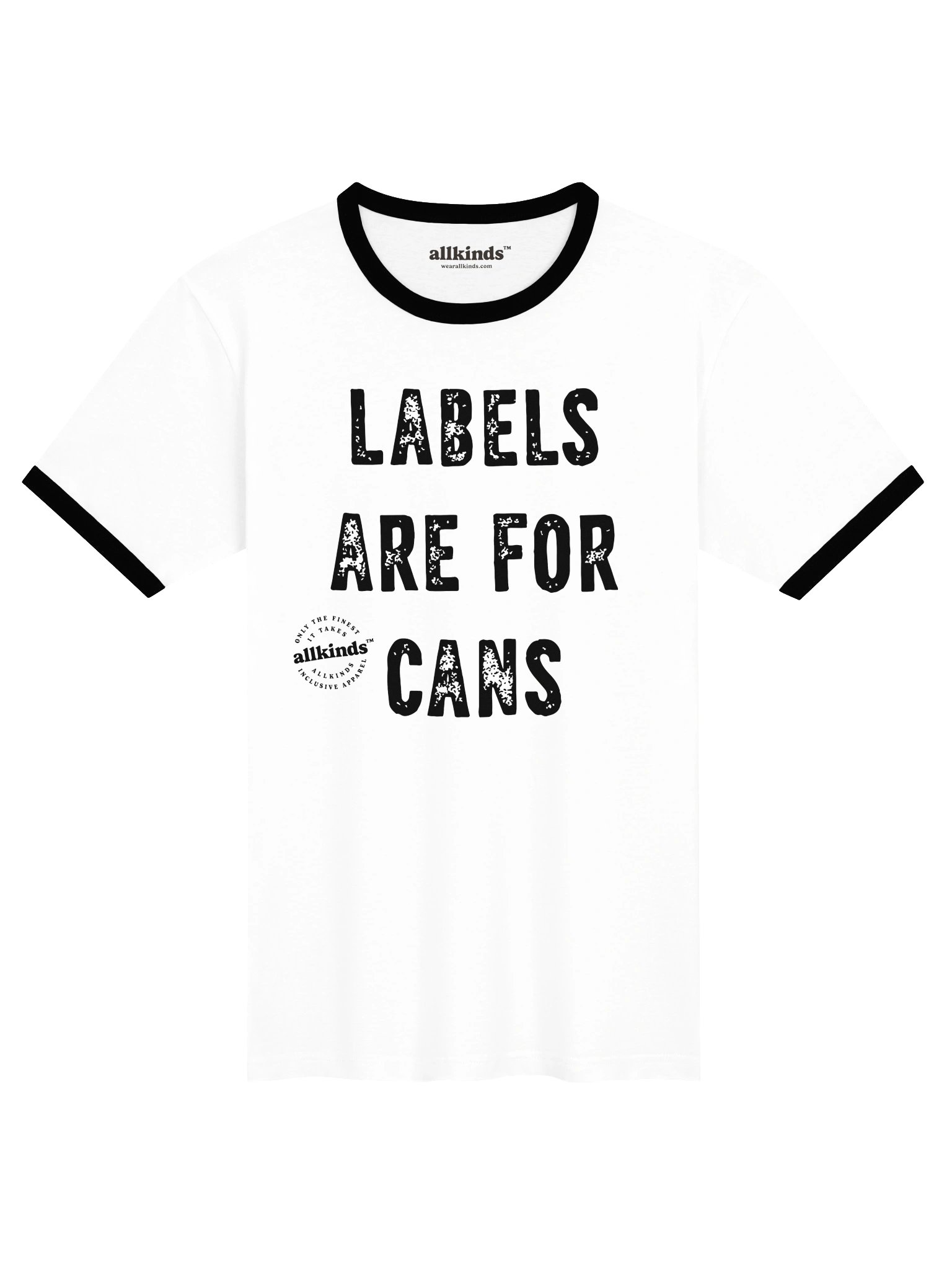 the 'labels are for cans' ringer tee product image (1)