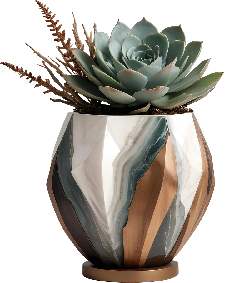 Earthly Symphony – Sculpted Succulent Vase PNG product image (1)