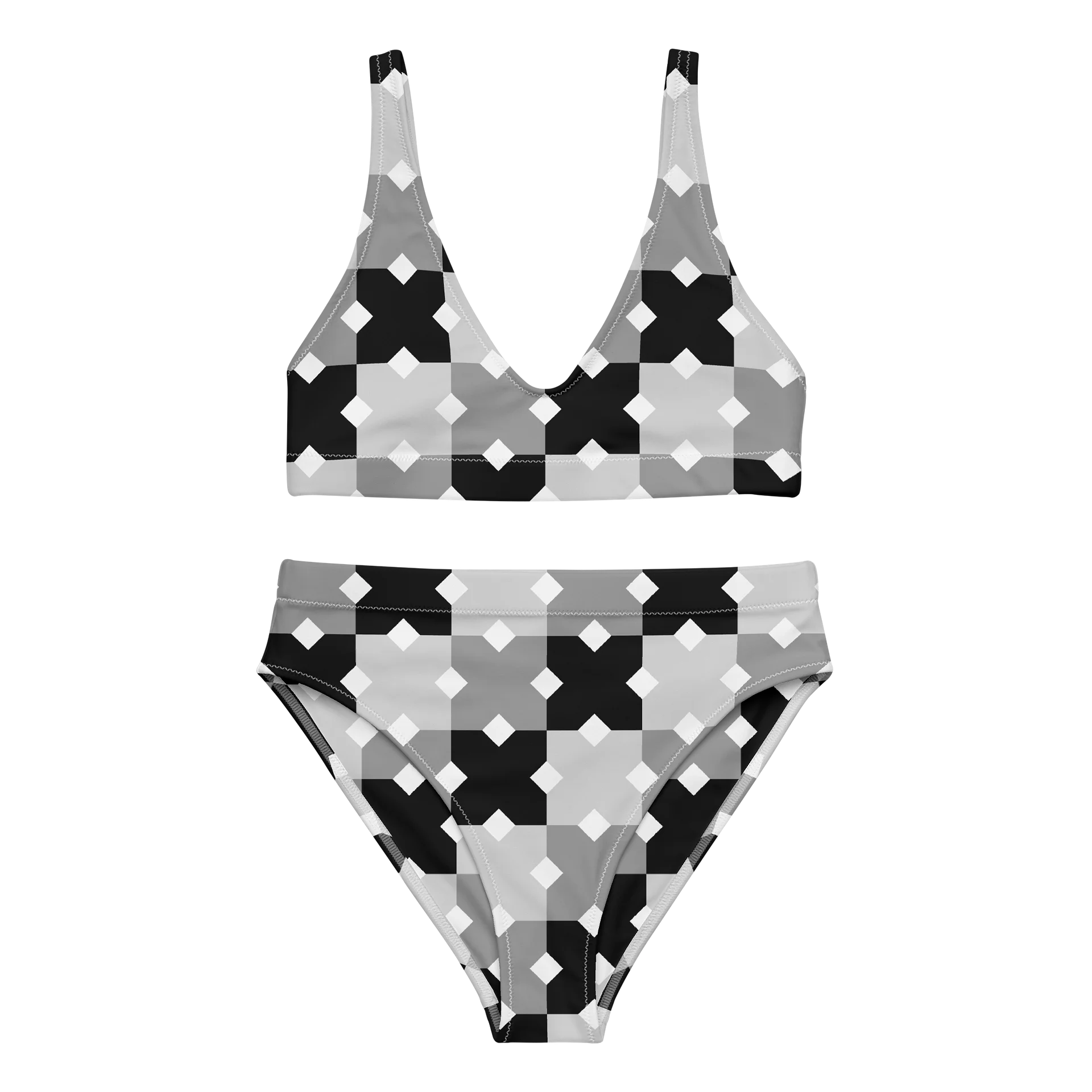 His House Womens High Waisted Bikini Set - Monochrome Mosaic product image (5)