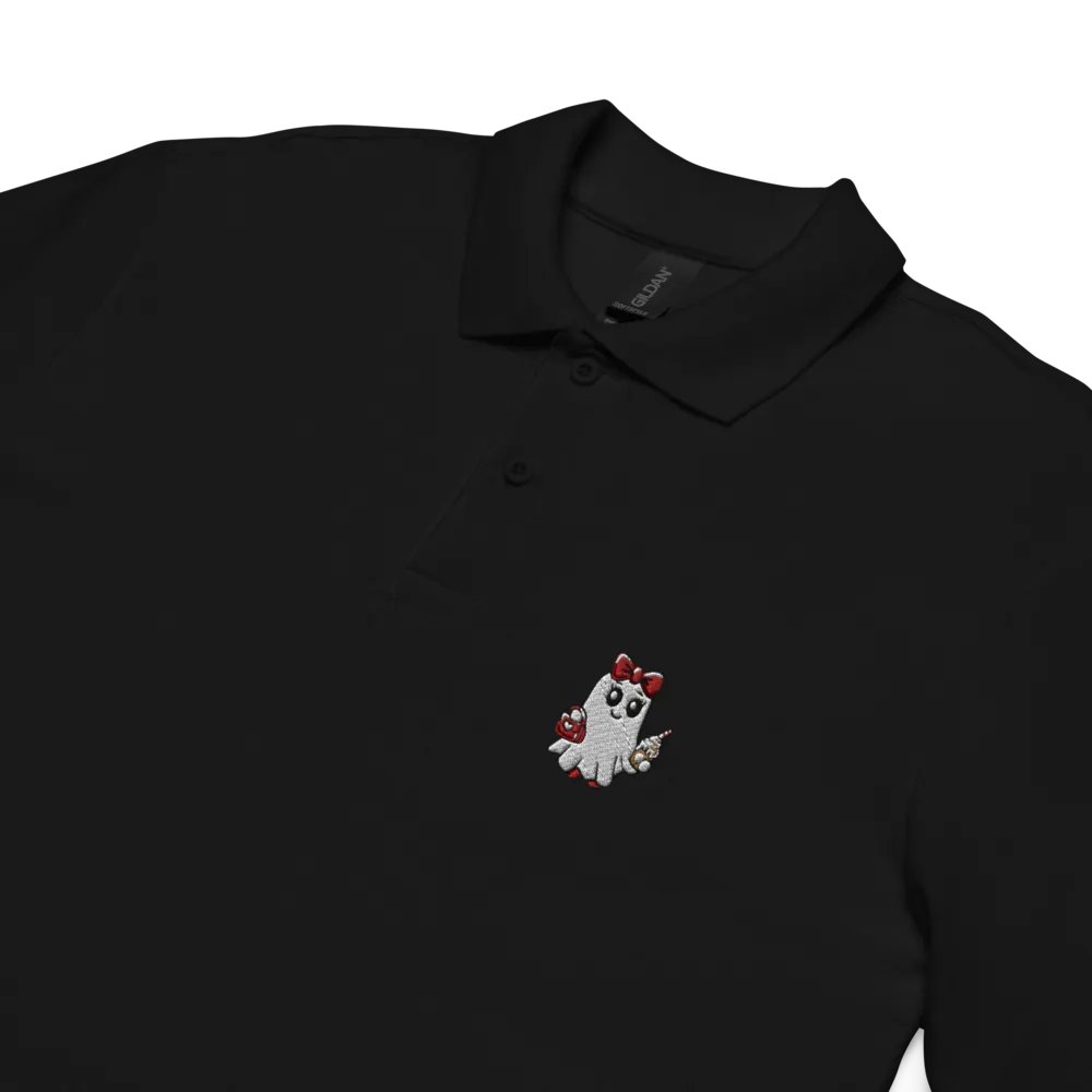 Stylish Ghost Embroidered Relaxed Fit Cotton Polo Shirt product image (4)