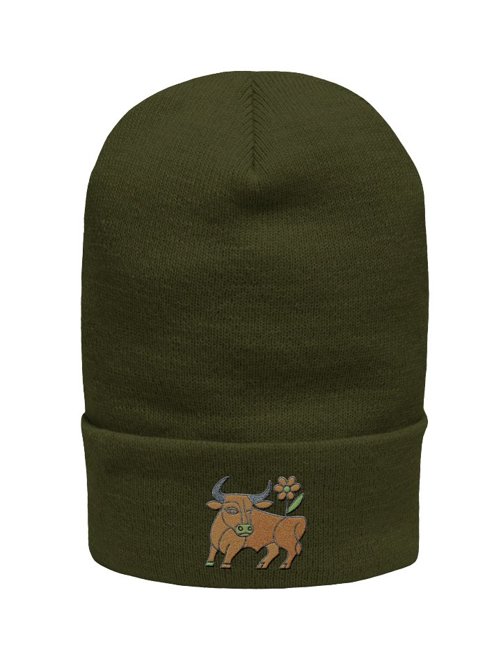 Folk-Inspired Bull Beanie - Embroidered product image (1)