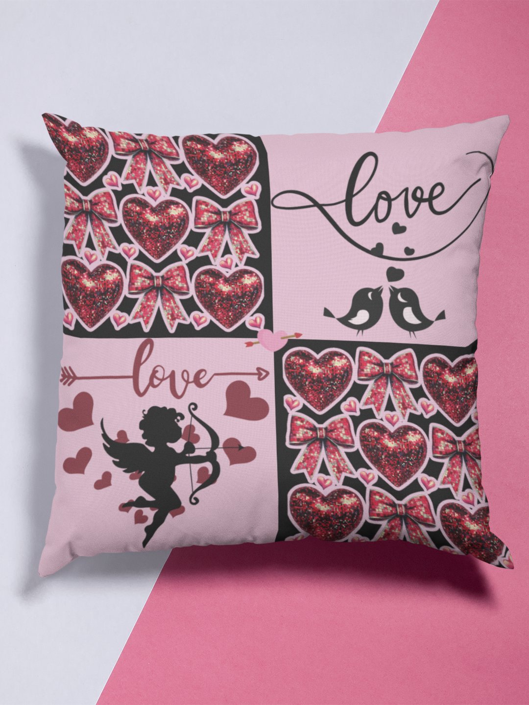 Lovebirds Pink & Black Pillow product image (4)