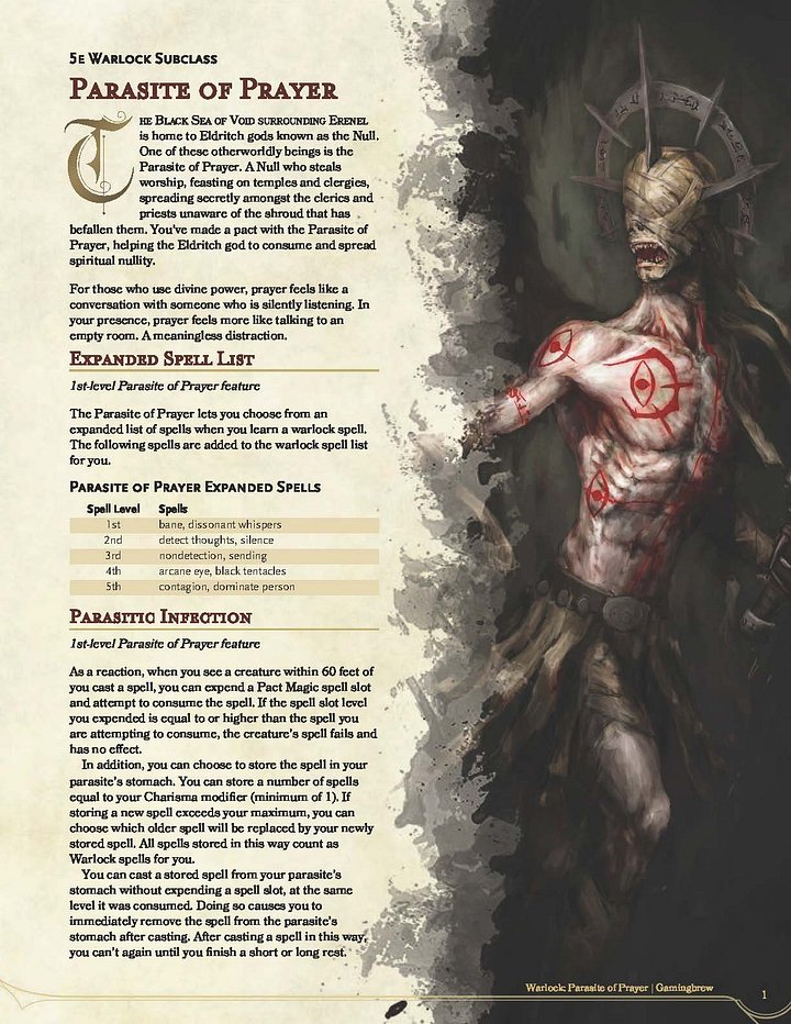 Parasite of Prayer | 5E Warlock Subclass product image (2)