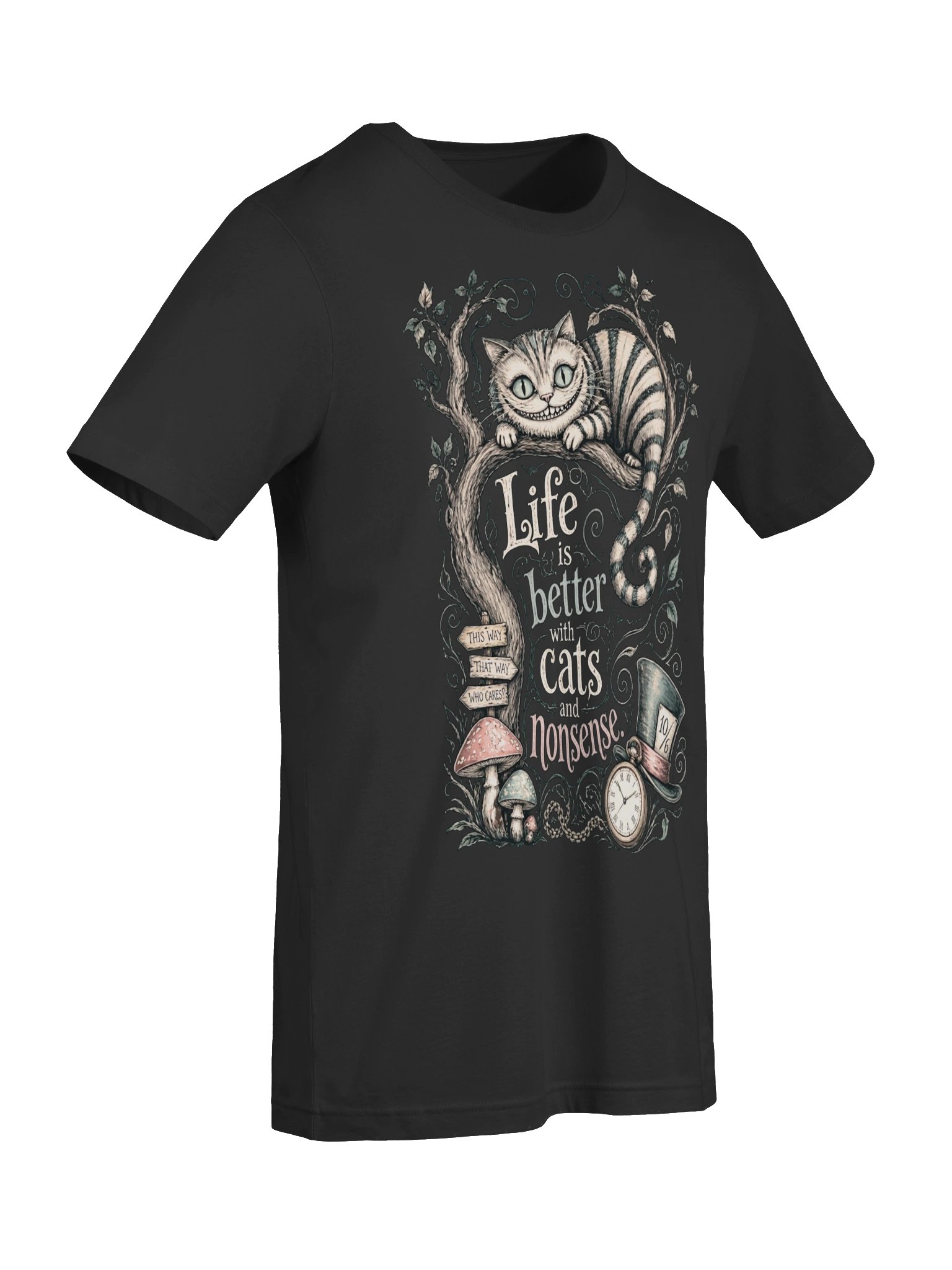 Cheshire Cat Shirt, Wonderland Nonsense Tee, Whimsical Dark Alice Graphic product image (64)