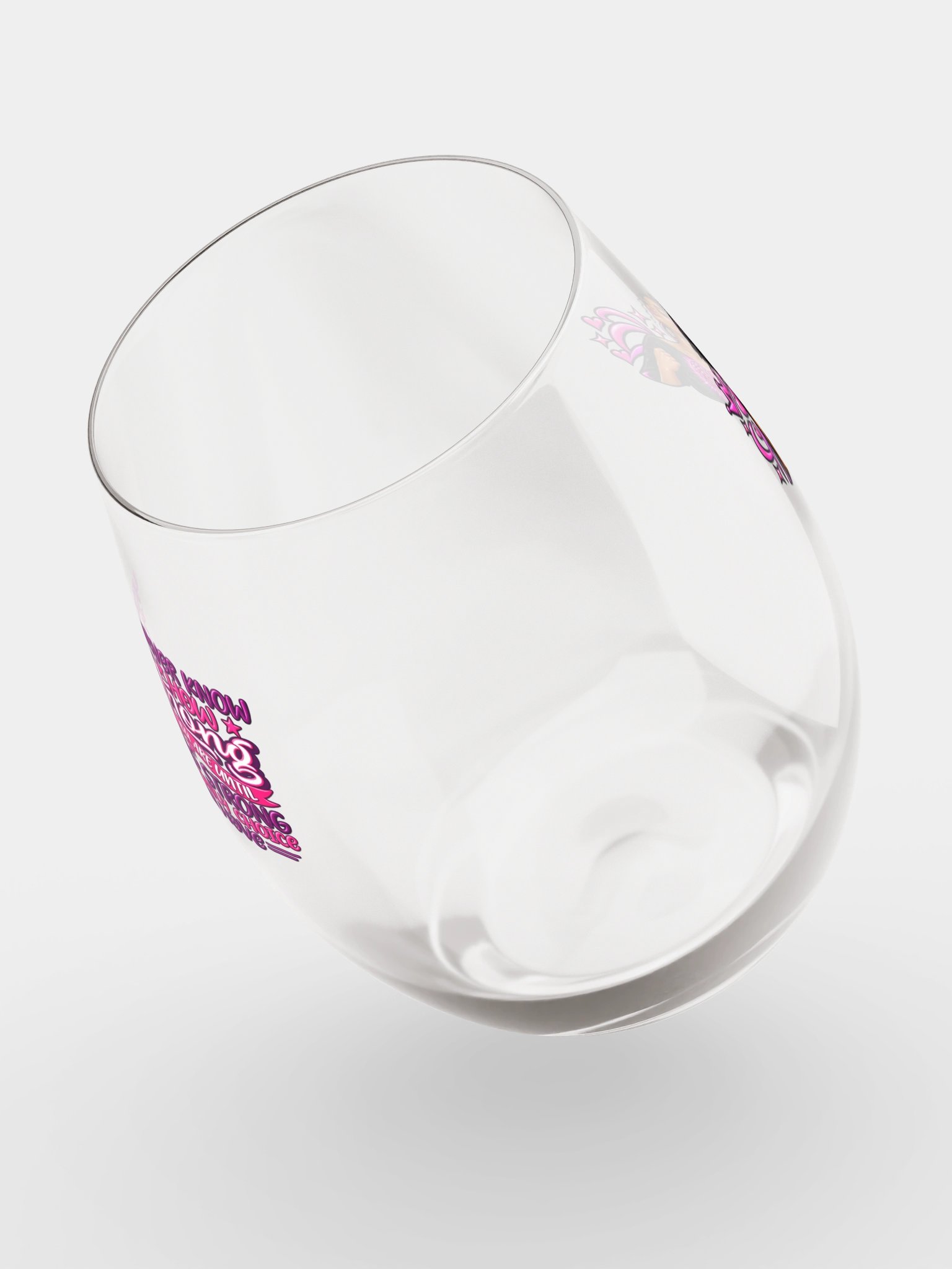 Pink Strength & Hearts Stemless Wine Glass product image (4)