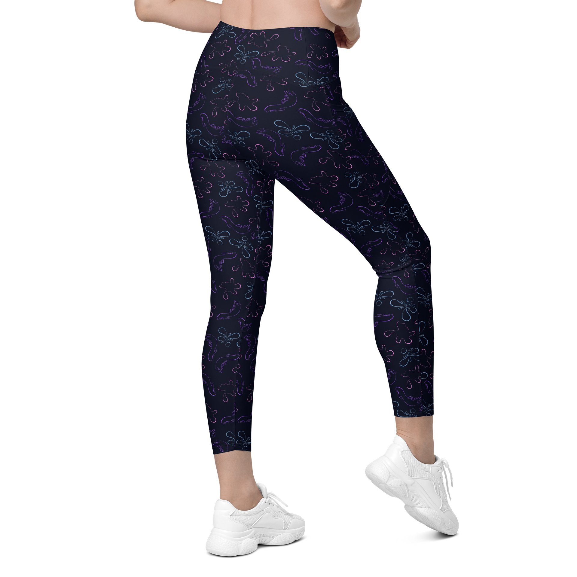 Vibrant Neon Contour Splash Leggings for Workouts product image (8)
